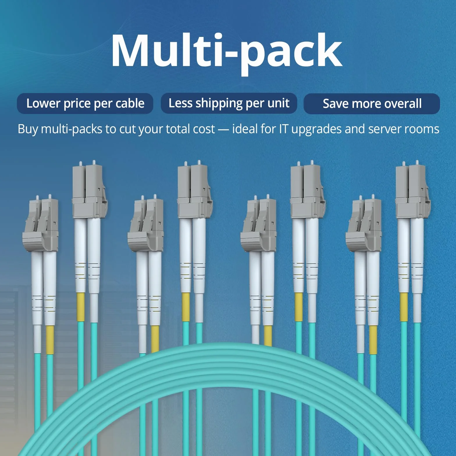 [4 Pack] Fiber Patch Cable - LC to LC OM3 10Gb/Gigabit Multi-Mode Jumper Duplex 50/125μm LSZH Fiber Optic Cord for SFP Transceiver, Aque, 1-Meter(3.3-ft)