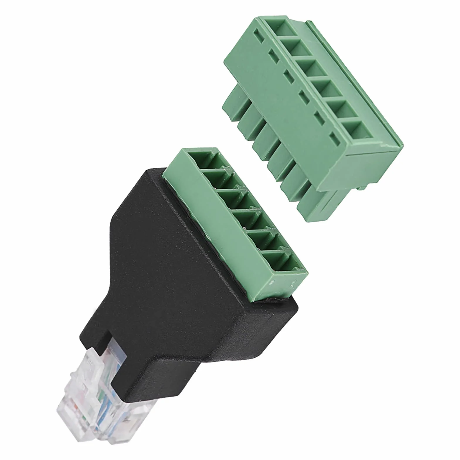 Adapter Końcówki śrubowej RJ12, 2 szt. Plastikowe Złącze Ethernet RJ12 6P6C Złącze Męskie na 6-pinowe Zaciski śrubowe
