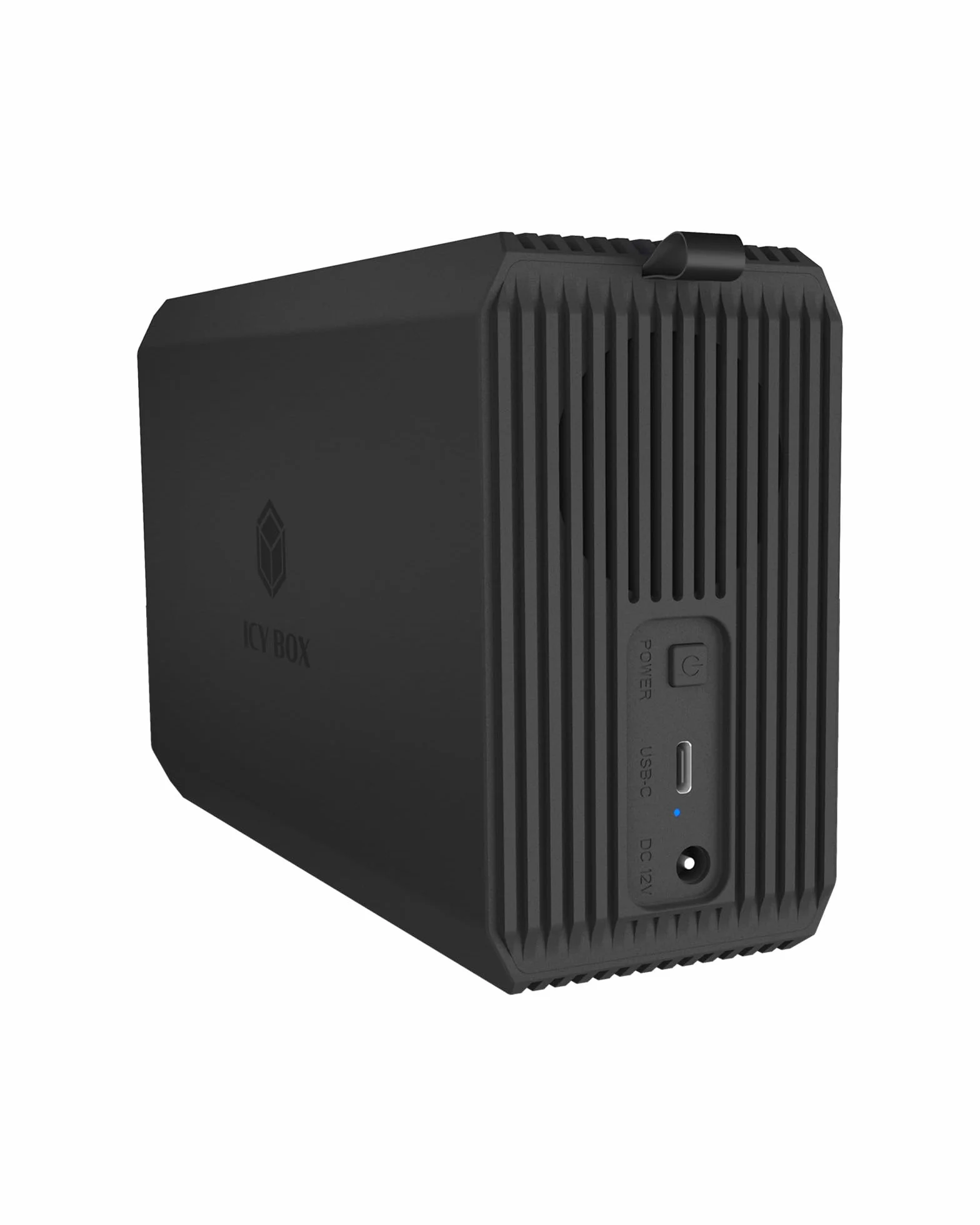 ICY Box (RAID system do 2 × 2,5"/3,5" HDD/SSD) USB 3.2 Gen 1 Type-C 5 Gbit/s, RAID 0/1/SINGLE/LARGE, zintegrowany wentylator 50 mm, wskaźnik stanu LED, IB-RD3720-CU3