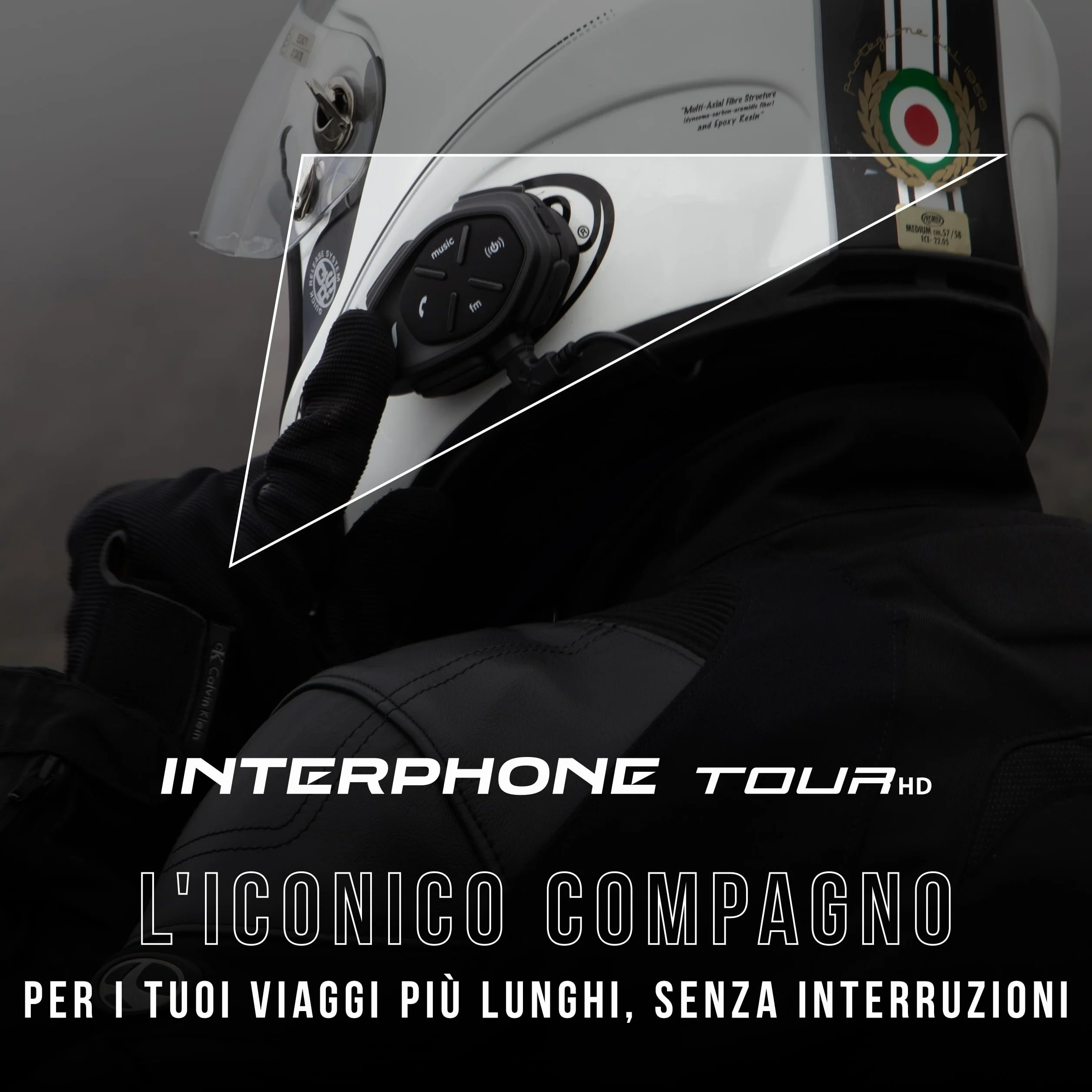 INTERPHONE TOUR HD podwójny domofon kask motocyklowy słuchawki stereo o wysokiej wierności 40 mm, 4 rowerzystów, odstęp 1,5 km, zasięg 25 godzin, szybkie ładowanie, TFT, wodoszczelność IPX67
