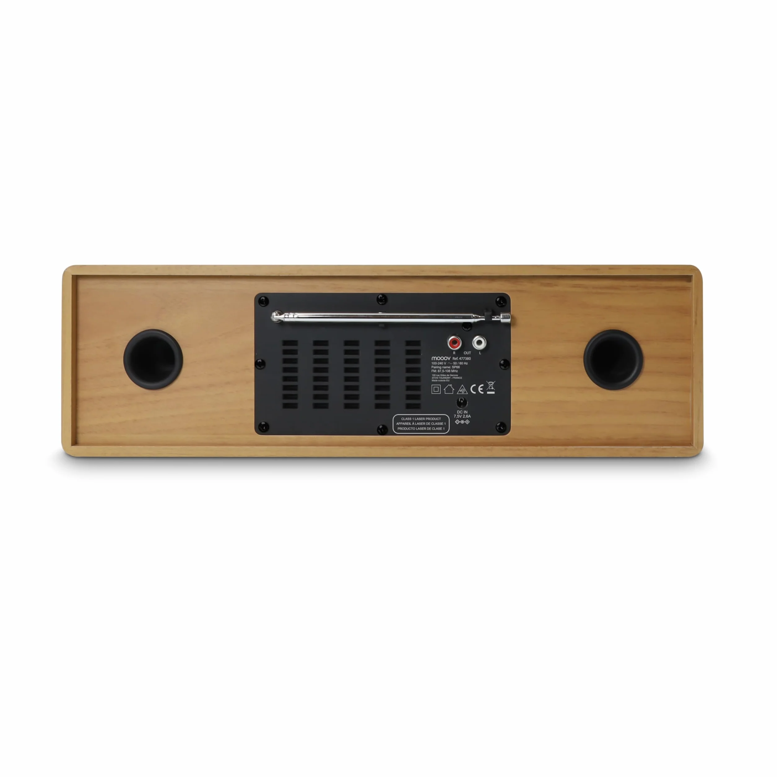 MOOOV 477380 Bezprzewodowy mikro łańcuch HiFi z efektem drewna Odtwarzacz CD Radio FM z pilotem