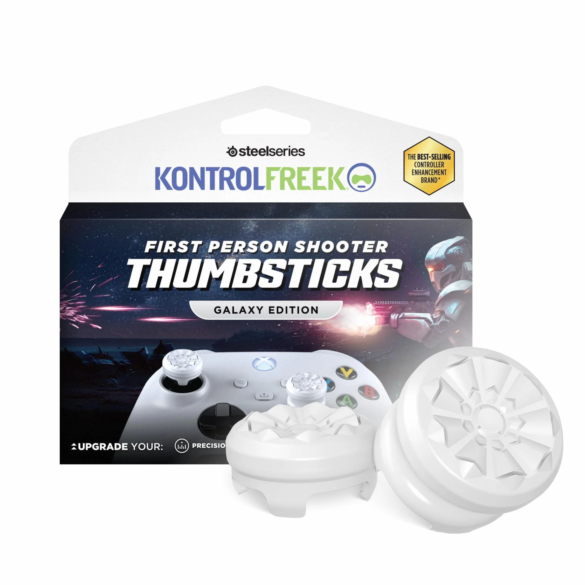 KontrolFreek FPS Freek Galaxy White Performance Thumbsticks do Xbox One i Xbox Series X | 1 drążek wysoki, 1 średniej wielkości | Biały
