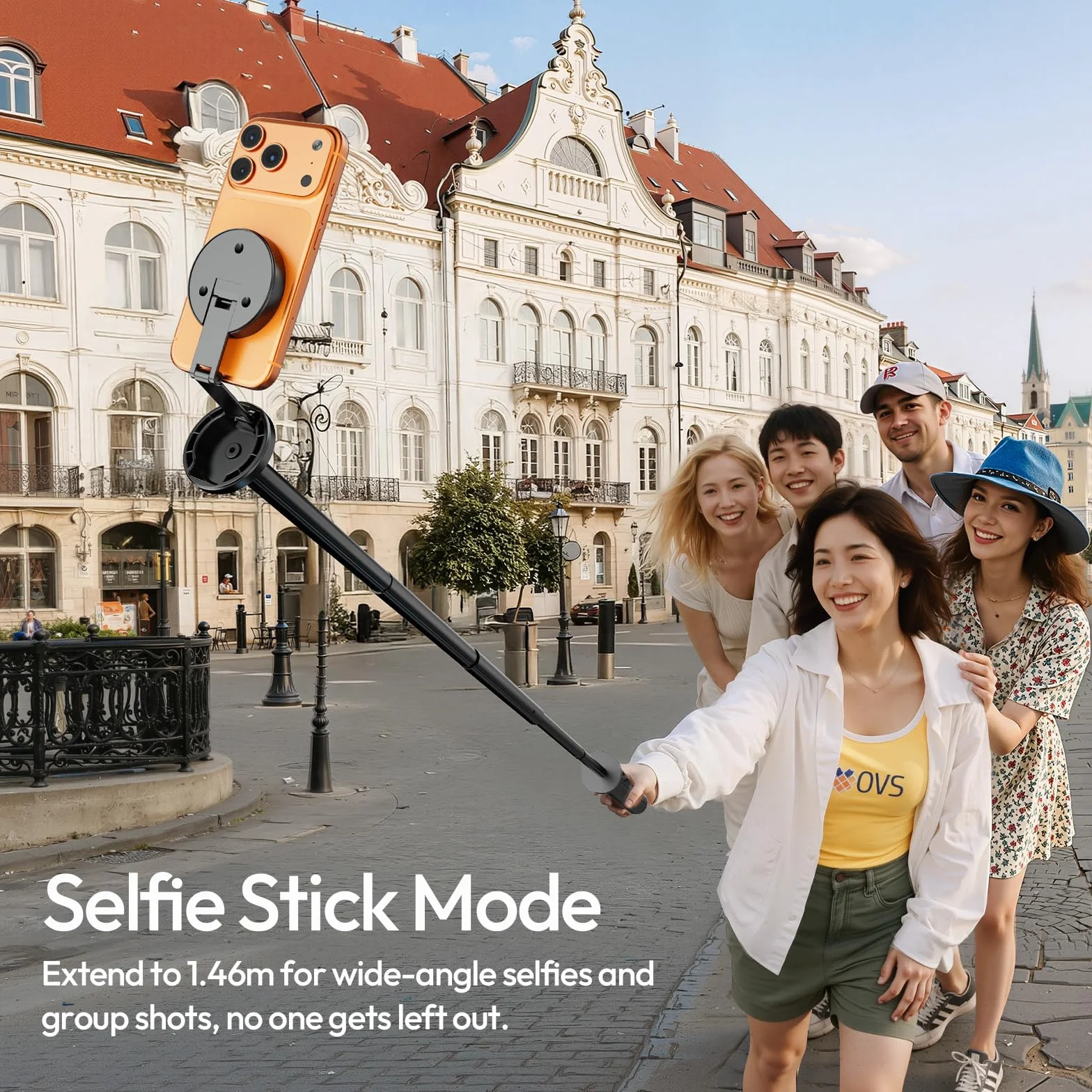 ULANZI MT85 59" Statyw magnetyczny, rozkładany, czteronożny, kijek do selfie Bluetooth 150 cm, automatycznie otwierany/zamykany, magnes 25N, kompatybilny z iPhone'em 17 16 15 14 13 12 Magsafe Samsung