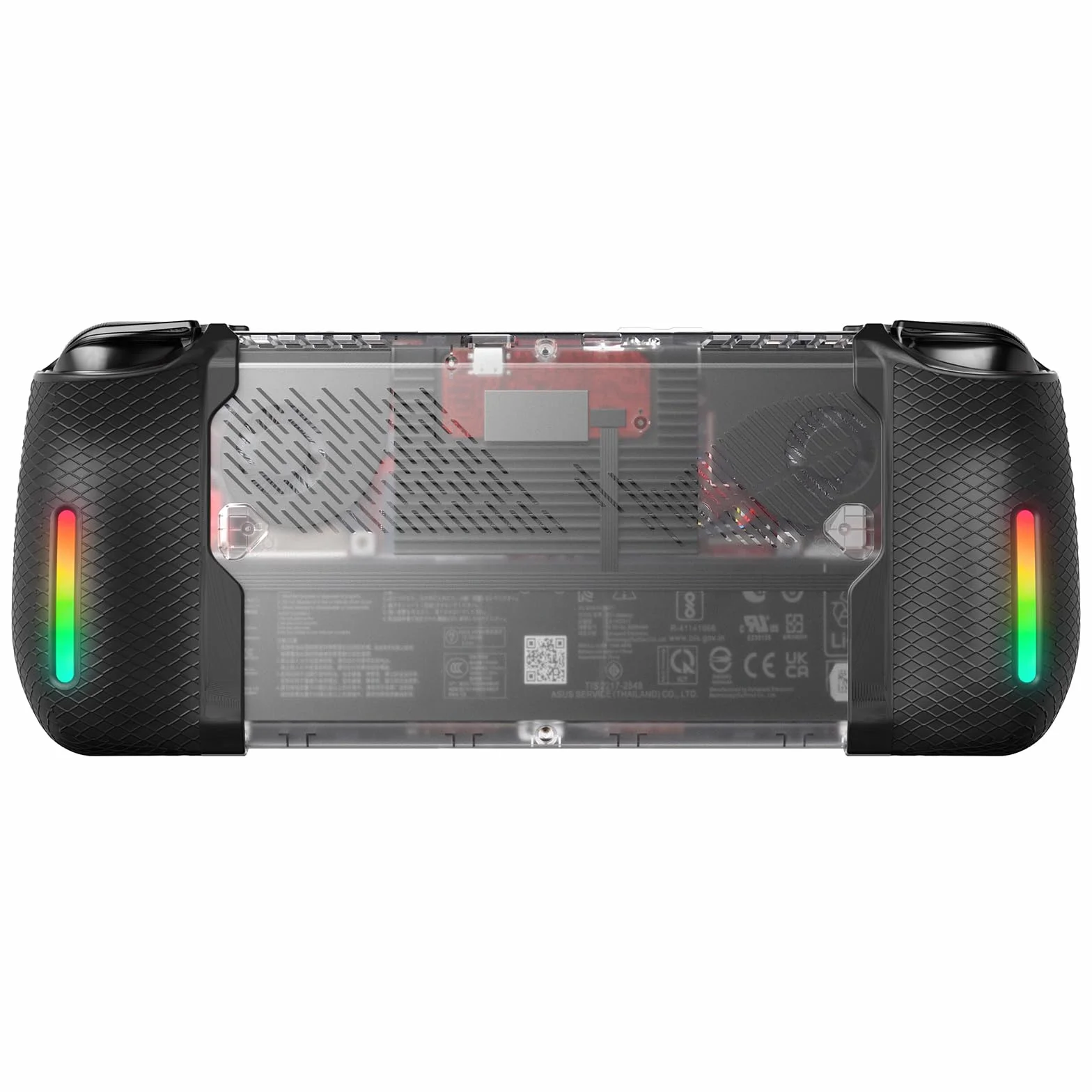 JSAUX Przezroczysta tylna płytka RGB kompatybilny z ROG Ally X, obudowa ROG Ally X z silikonowym uchwytem i modułem chłodzącym