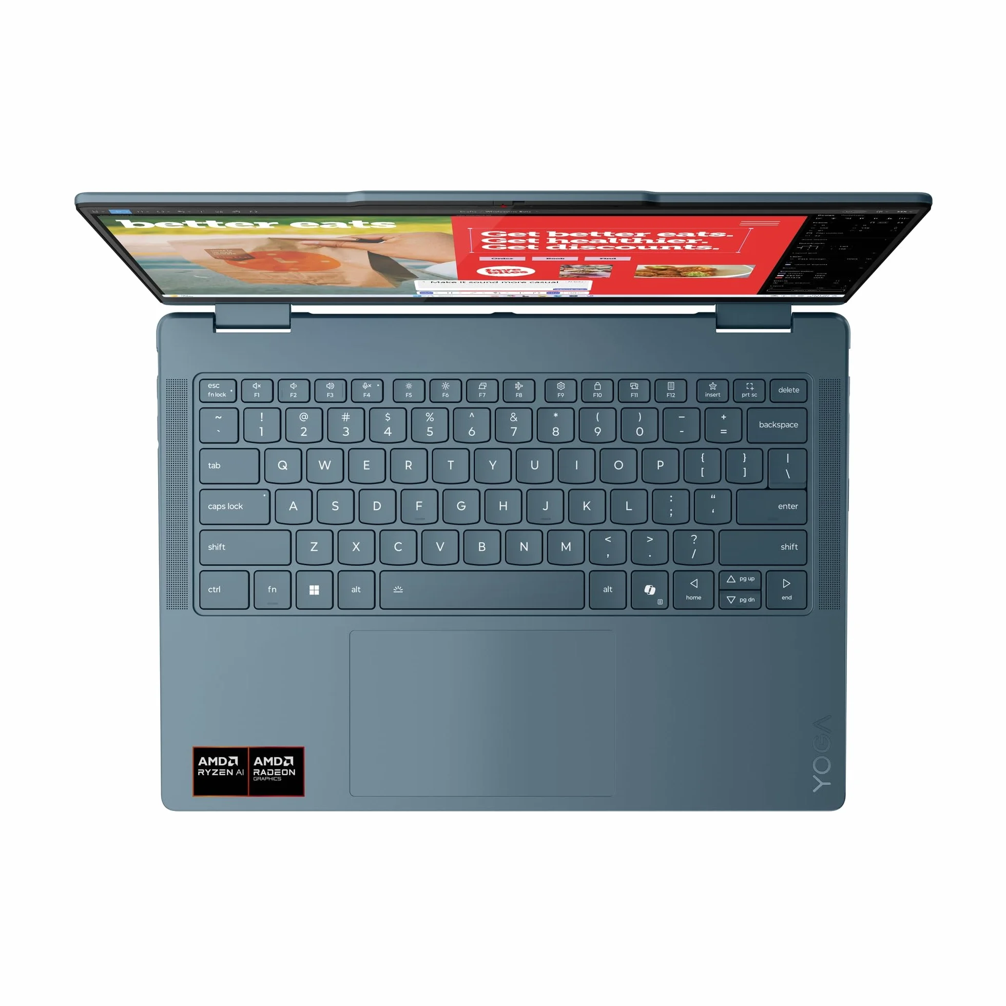 Lenovo Yoga 7 laptop 2 w 1, Copilot+, 14" WUXGA OLED, AMD Ryzen AI 7, 16 GB RAM, 512 GB SSD, AMD Radeon 860M, Win11, QWERTZ, Tidal Teal, 3 miesiące Premium Care, w zestawie etui dostępne wyłącznie w