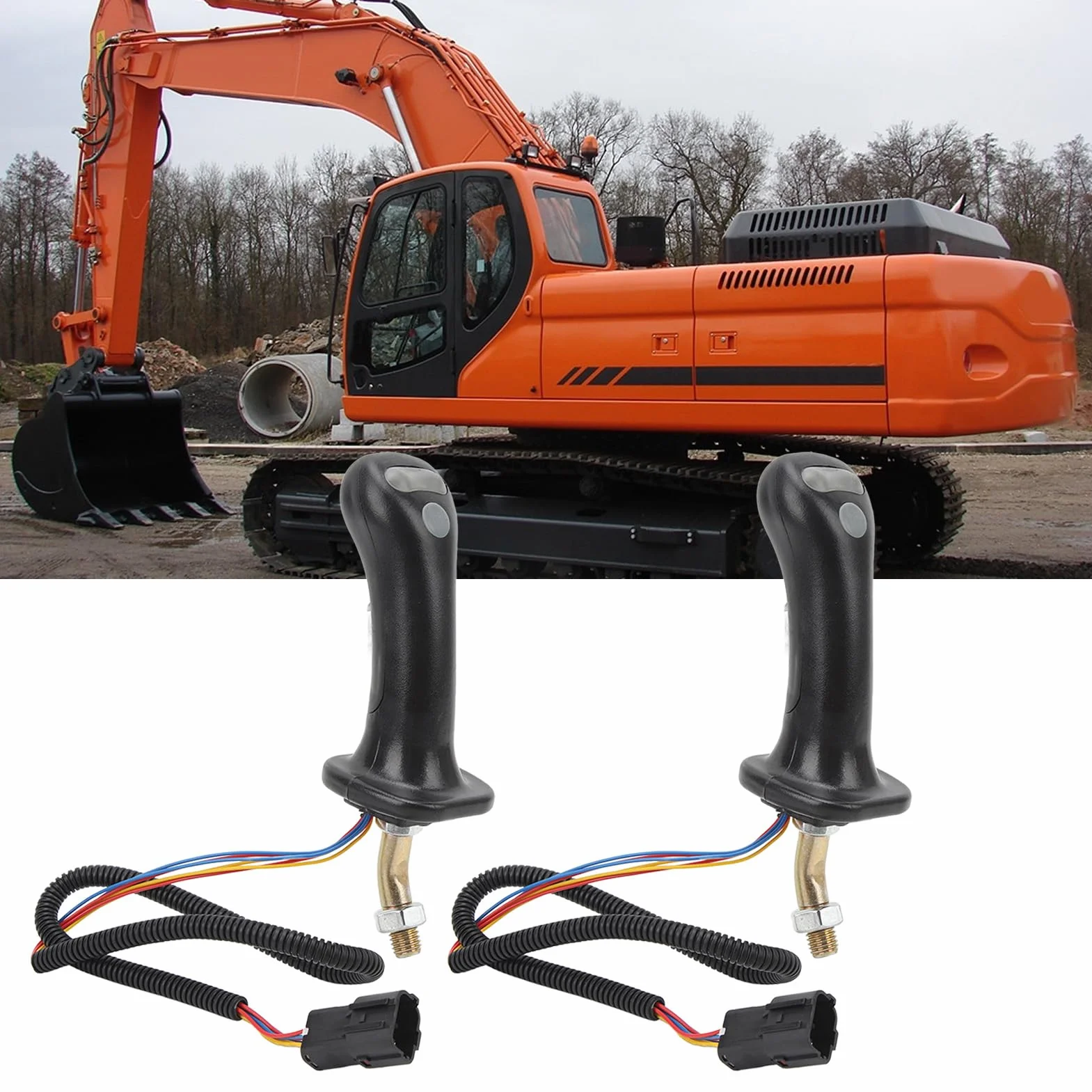 2 szt. Przycisk Uchwyt do Koparki Joystick 3 Przycisk do Koparki Uchwyty Typu Joystick 6 Pin Stop Aluminium do Doosan DH DX150 215 225 300 370-9C