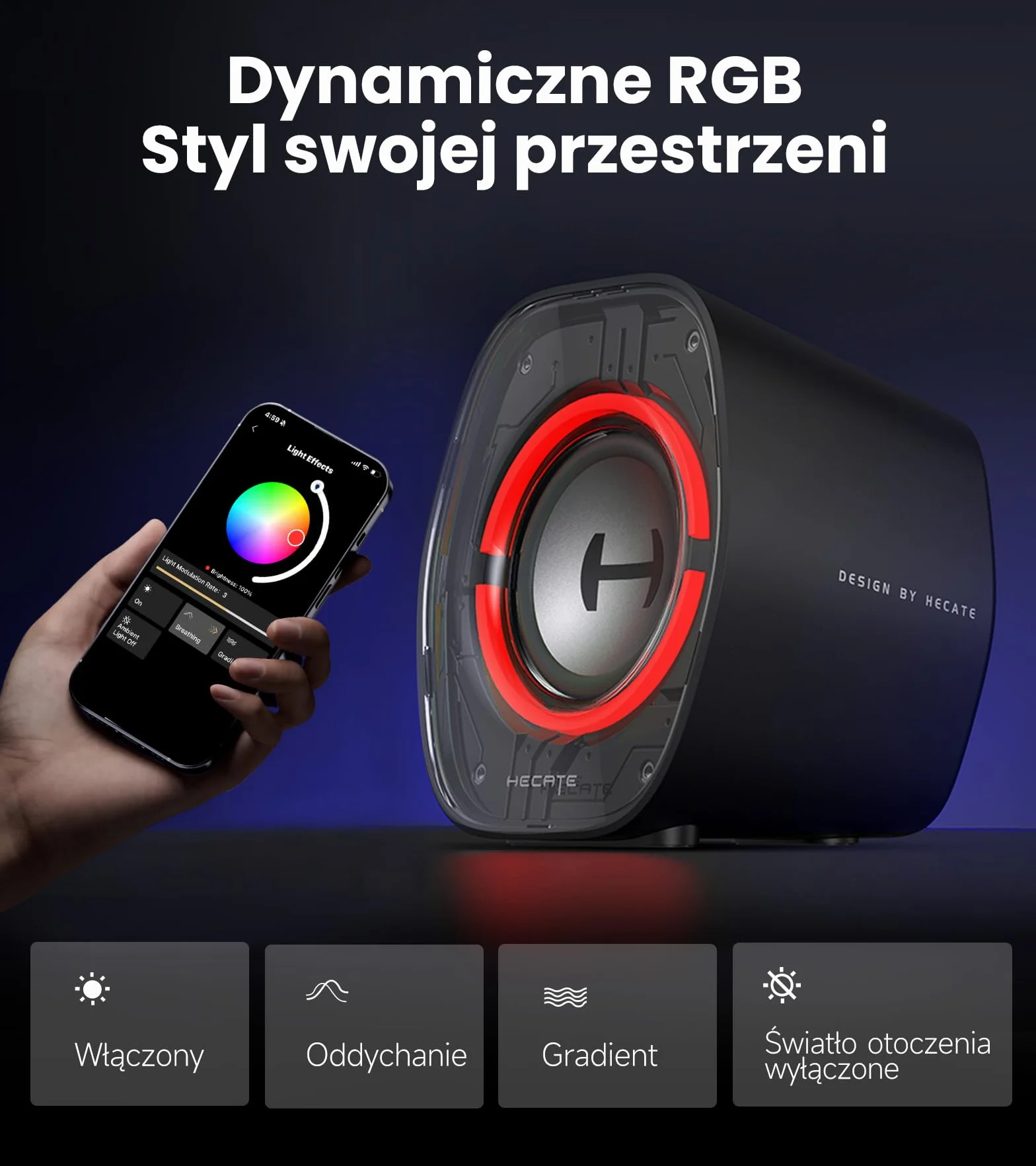 Edifier G1000 II Desktop Computer Speakers for Gaming, 2.5" Full-Range Driver & Enhanced Bass, Bluetooth 5.4 z USB-C/AUX, 9 trybów dynamicznego oświetlenia RGB, Compact for PC/PS5/Switch (czarny)