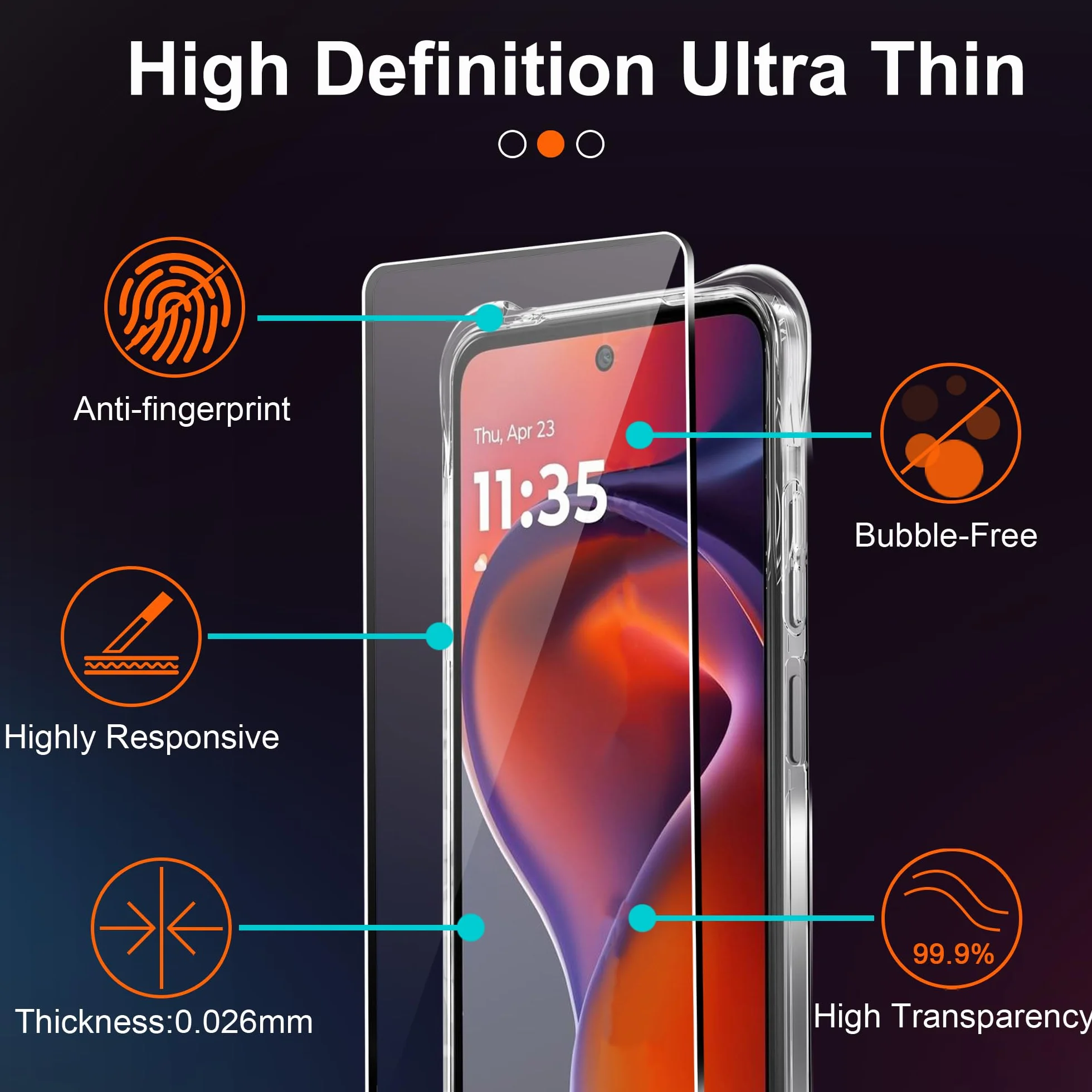 Tieeyivv Etui na telefon komórkowy do Motorola Moto G15/G15 Power z folią ochronną na ekran ze szkła hartowanego, przezroczysta osłona TPU, łagodna, przejrzysta osłona na telefon [Ochrona kamery]