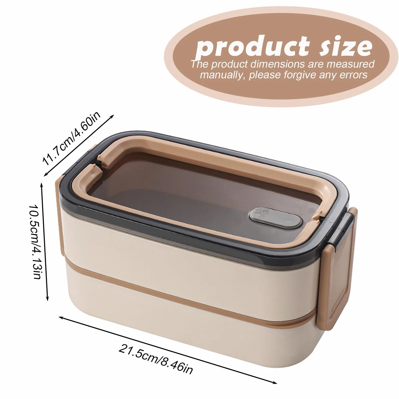 Bento Pudełko na lunch 1400 ml 2 poziomy szczelne z przegródkami