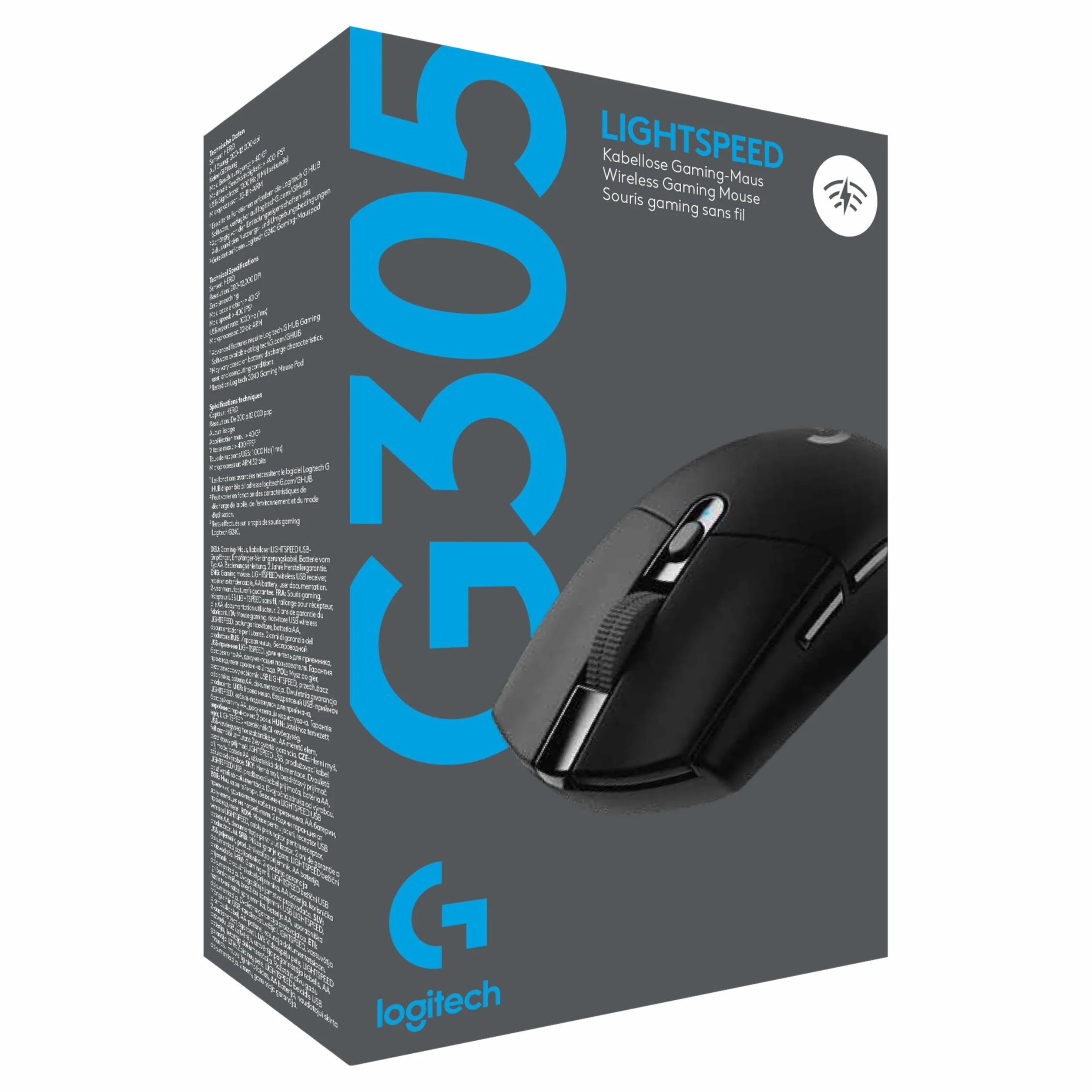 Logitech G G305 LIGHTSPEED Bezprzewodowa mysz do gier, czujnik HERO 12K, 12000 DPI, czarna