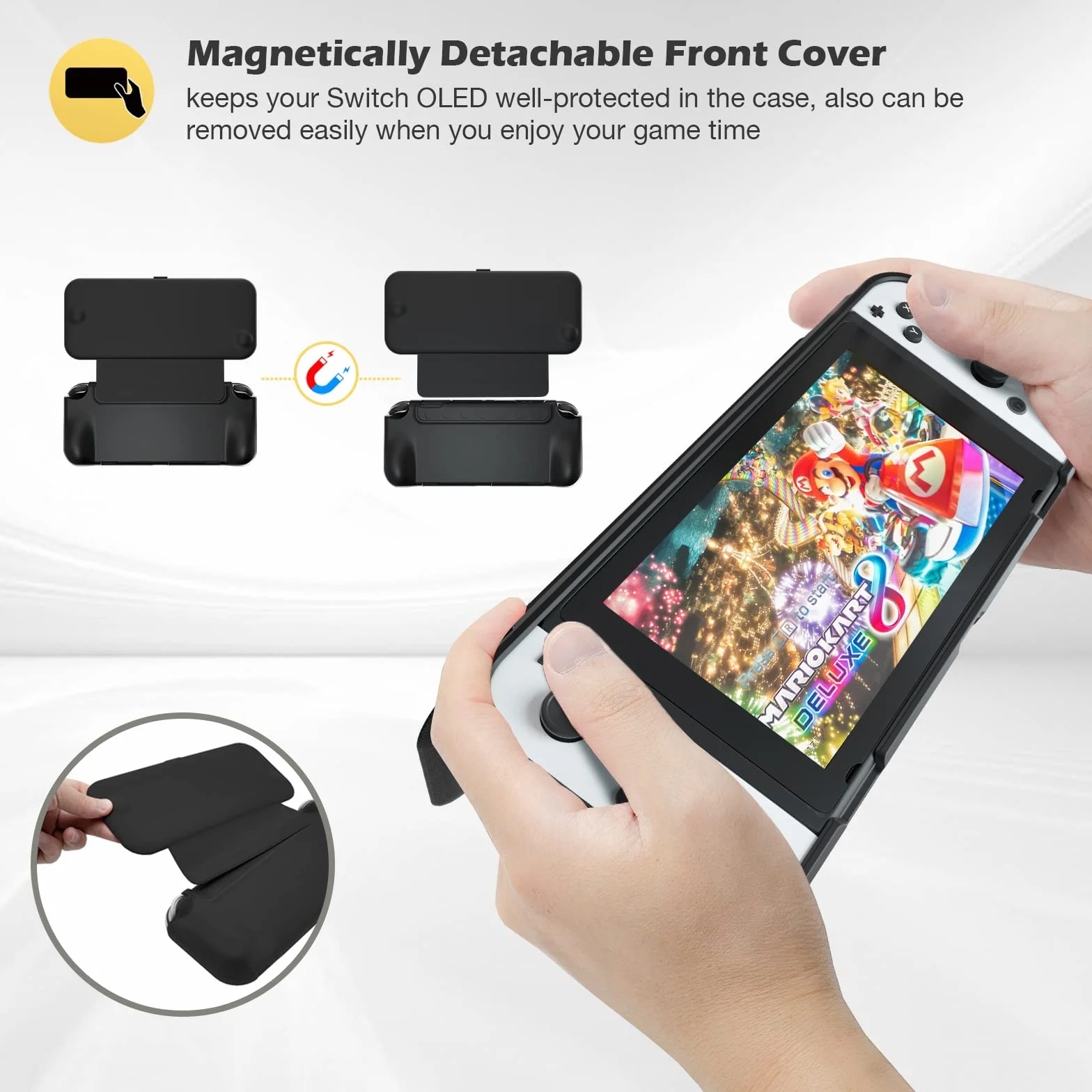 ProCase Składane etui ochronne + (2 sztuki) ochrona wyświetlacza do Nintendo Switch (model OLED), miękkie, cienkie etui z tworzywa TPU, odporne na uderzenia + 2 folie ochronne na wyświetlacz ze szkła