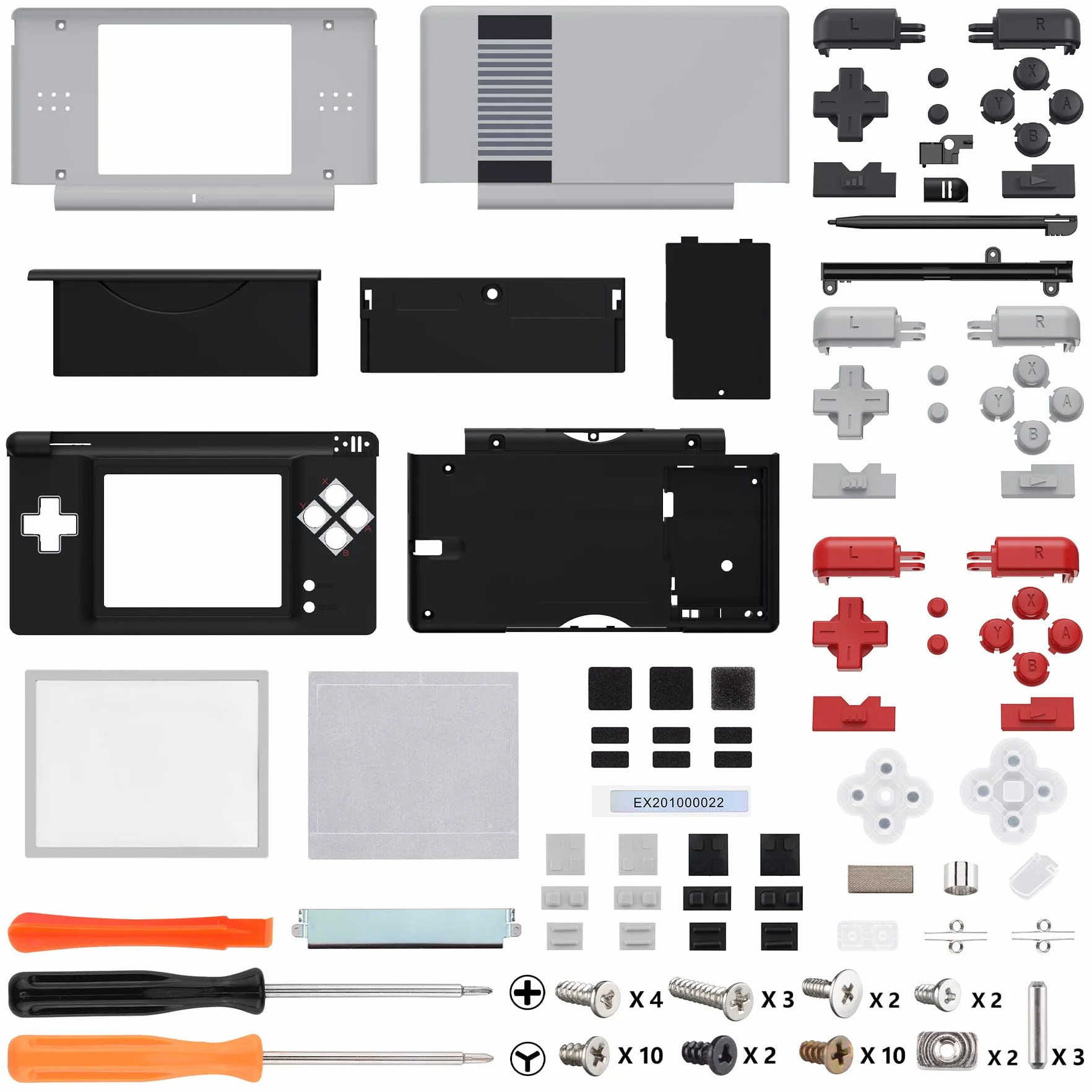 eXtremeRate Pełna wymienna obudowa do Nintendo DS Lite, obudowa z wymiennym przyciskiem do Nintendo DS Lite, konsola nie jest dołączona, klasyczny styl NES