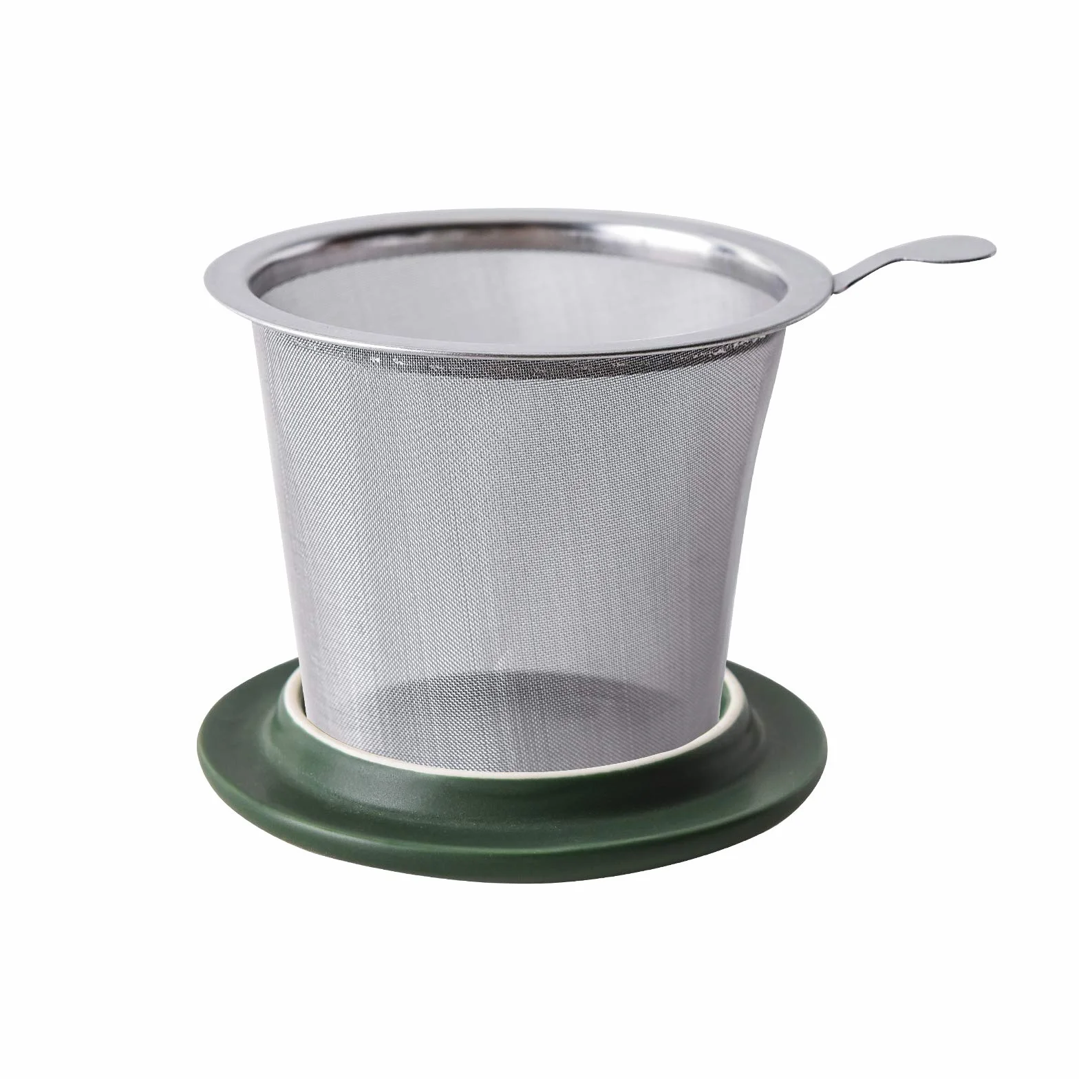Yundu Porcelanowa filiżanka do herbaty 355 ml z zaparzaczem i pokrywką, kubek z pokrywką do stromenia, matowa zieleń