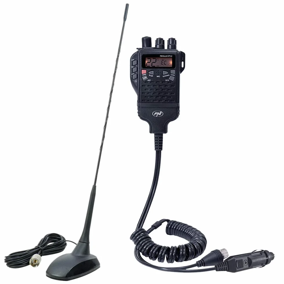 PNI Pakiet radio CB Escort HP 62 i antena Extra 48 z magnesem, ASQ, wzmocnienie HF