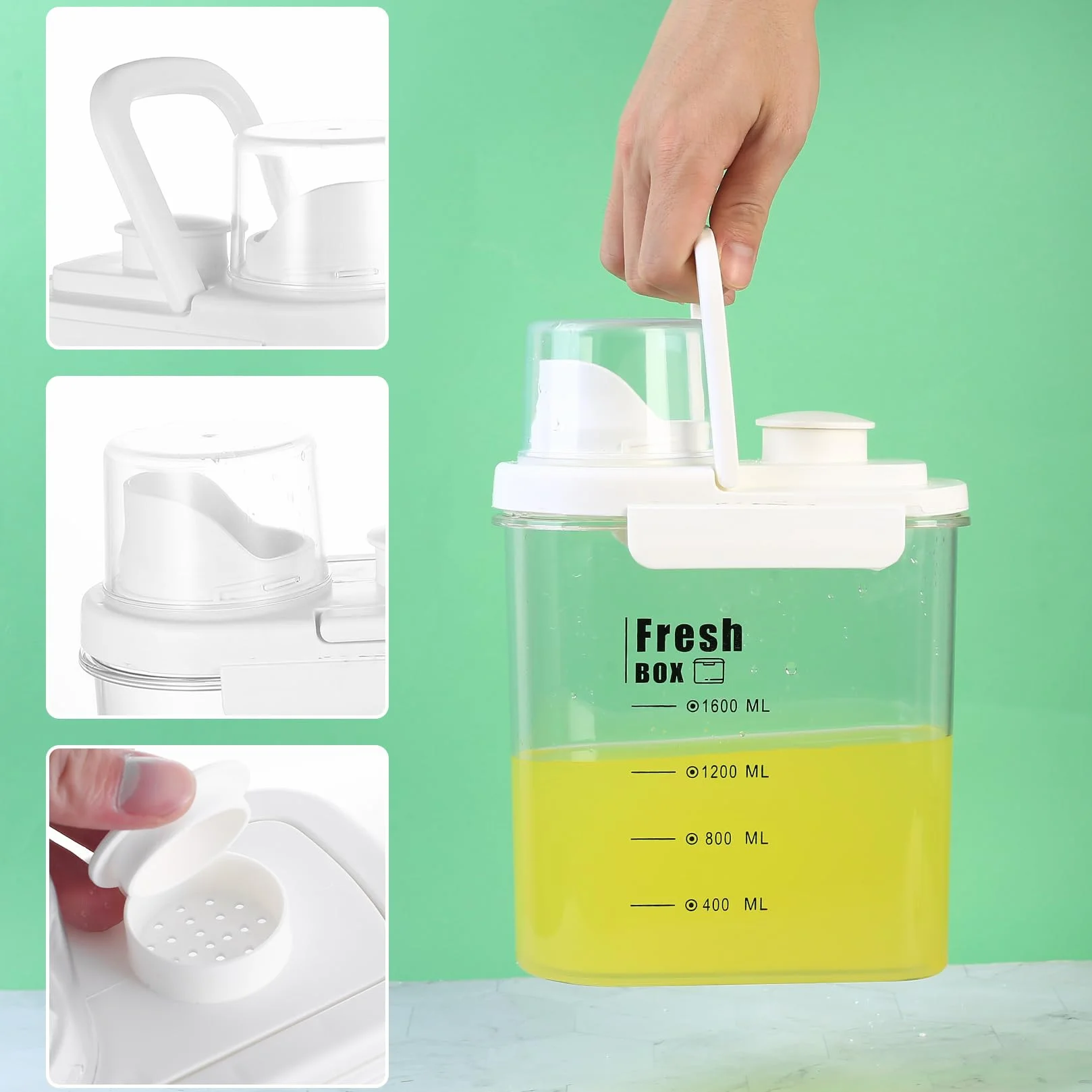 Pojemnik na detergent 1600 ml hermetyczny dozownik z miarką