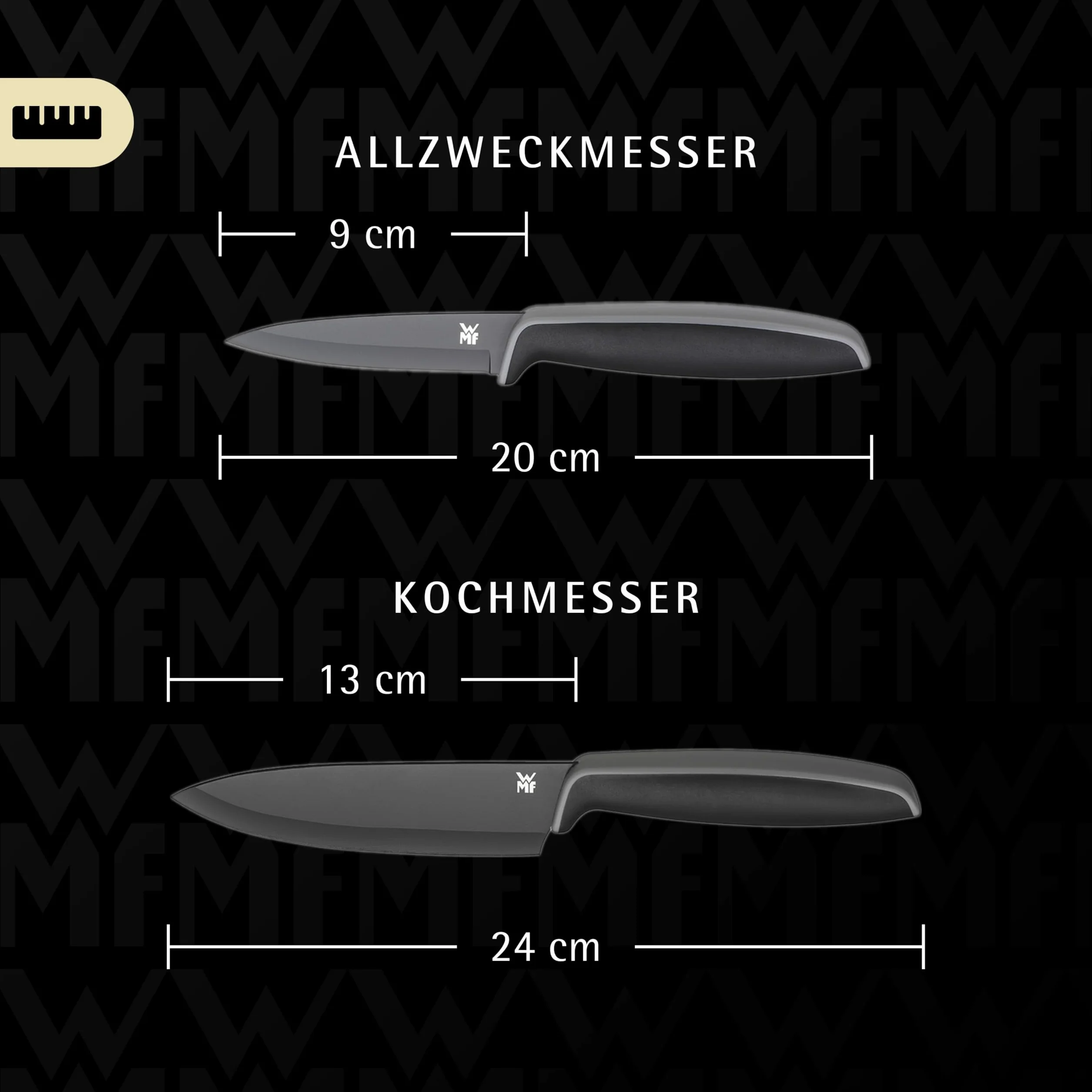 Wmf Touch Zestaw Noży Kuchennych, Czarny, 2 sztuki