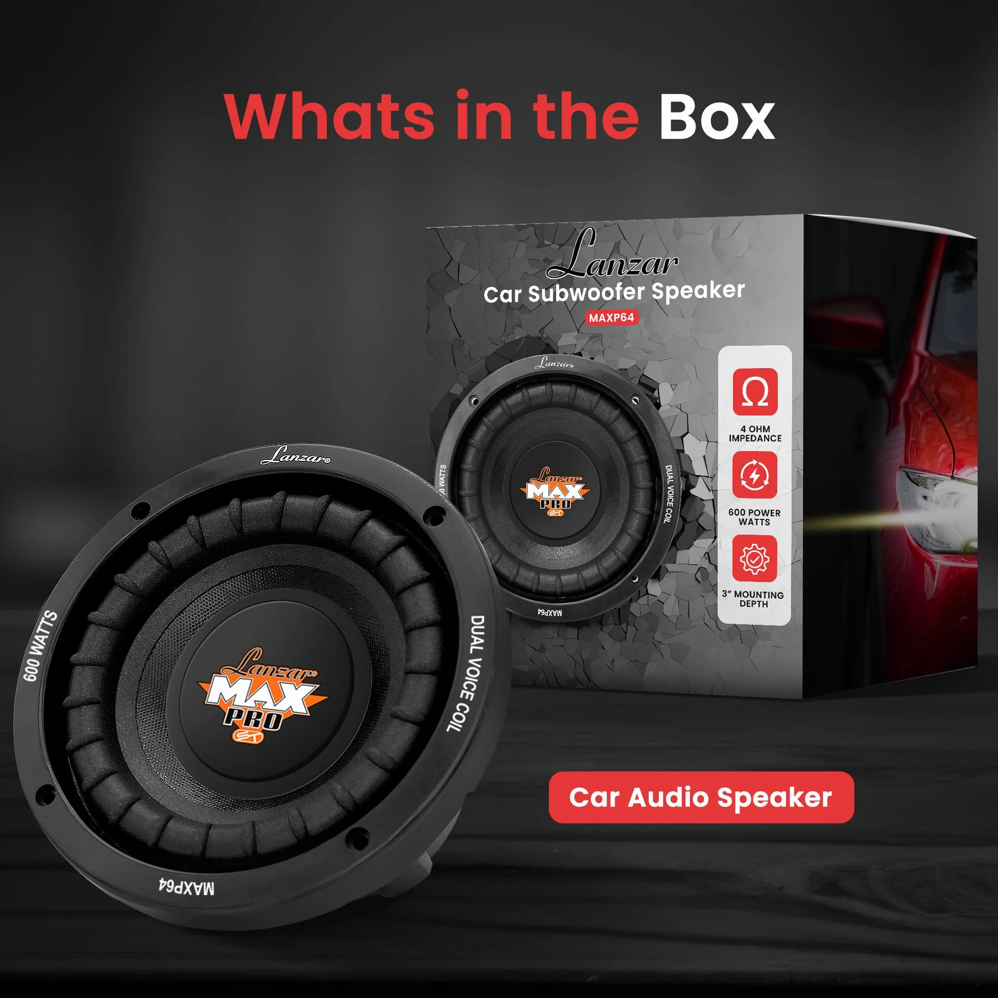 Pyle Max Pro Subwoofer Samochodowy, Czarny, 6,5"