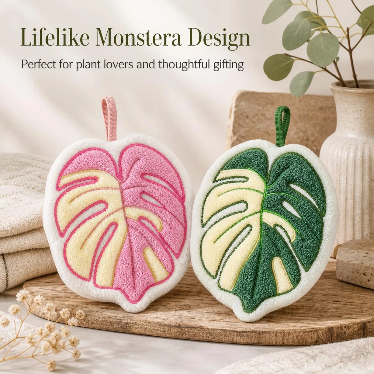 Ręczniki do rąk Monstera Deliciosa, chłonne miękkie wiszące ręczniki do herbaty do łazienki i kuchni, dekoracyjne ręczniki do twarzy z serem szwajcarskim, dekoracja domu i prezenty dla
