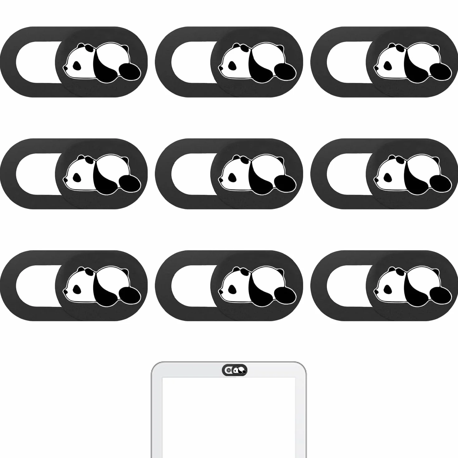 9 sztuk Panda, akcesoria do laptopa, osłona kamery internetowej, osłona na kamerę laptopa, osłona kamery kreskówkowej
