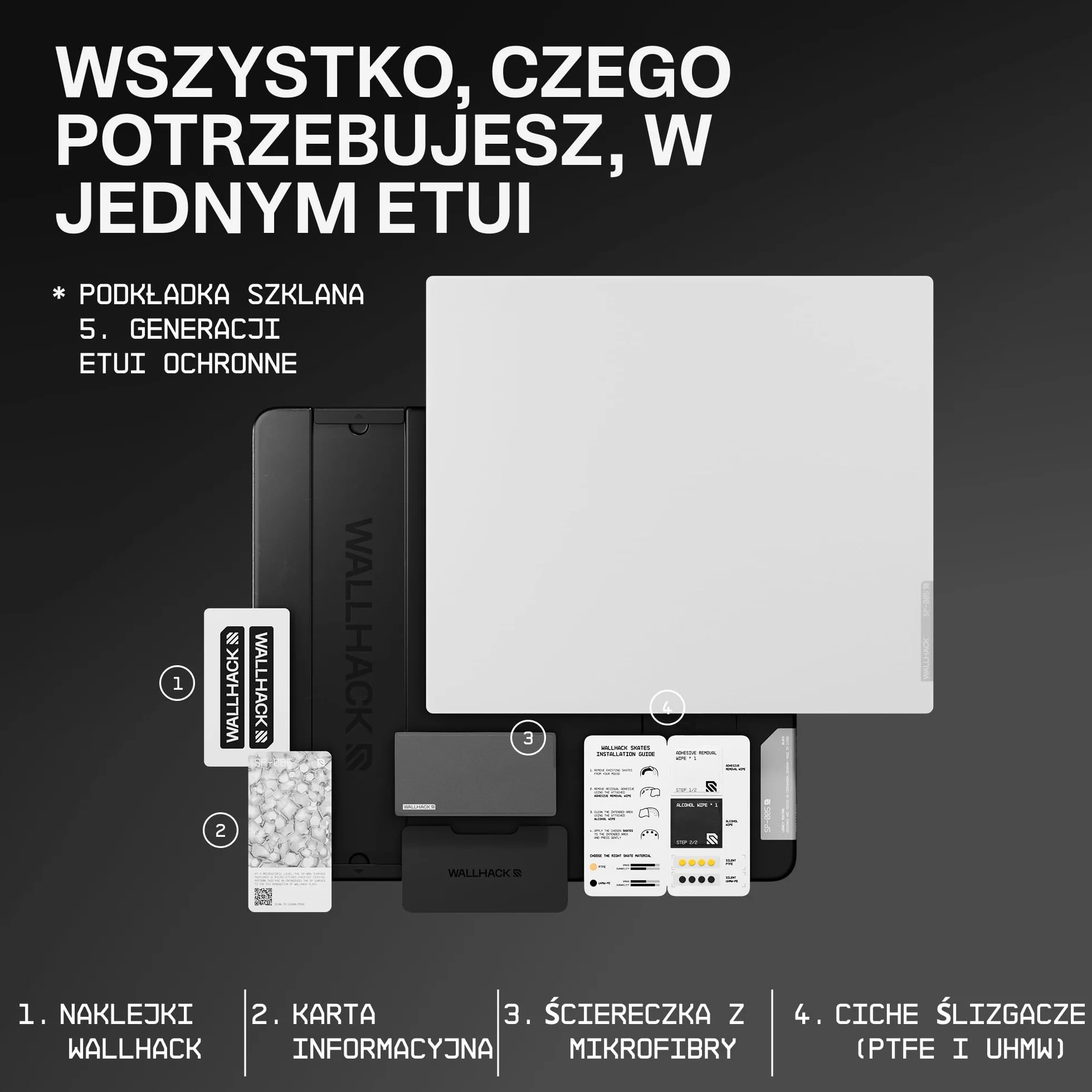 Wallhack SP-005 Szklana podkładka pod mysz do gier – powierzchnia prędkości, duża podkładka pod mysz do uprawiania sportu, gładki poślizg o niskim współczynniku tarcia, szkło hartowane, ergonomiczna