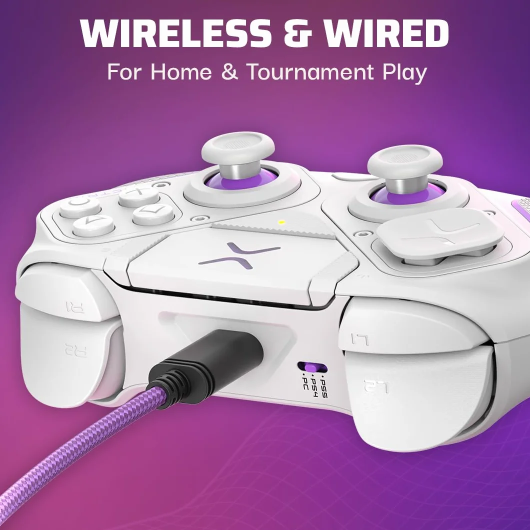 PDP Victrix Pro BFG bezprzewodowy Gaming kontroler for Playstation 5 / PS5, PS4, PC, Modular Gamepad, Remappable Buttons, Customizable Triggers/Paddles/D-Pad, PC App Biały
