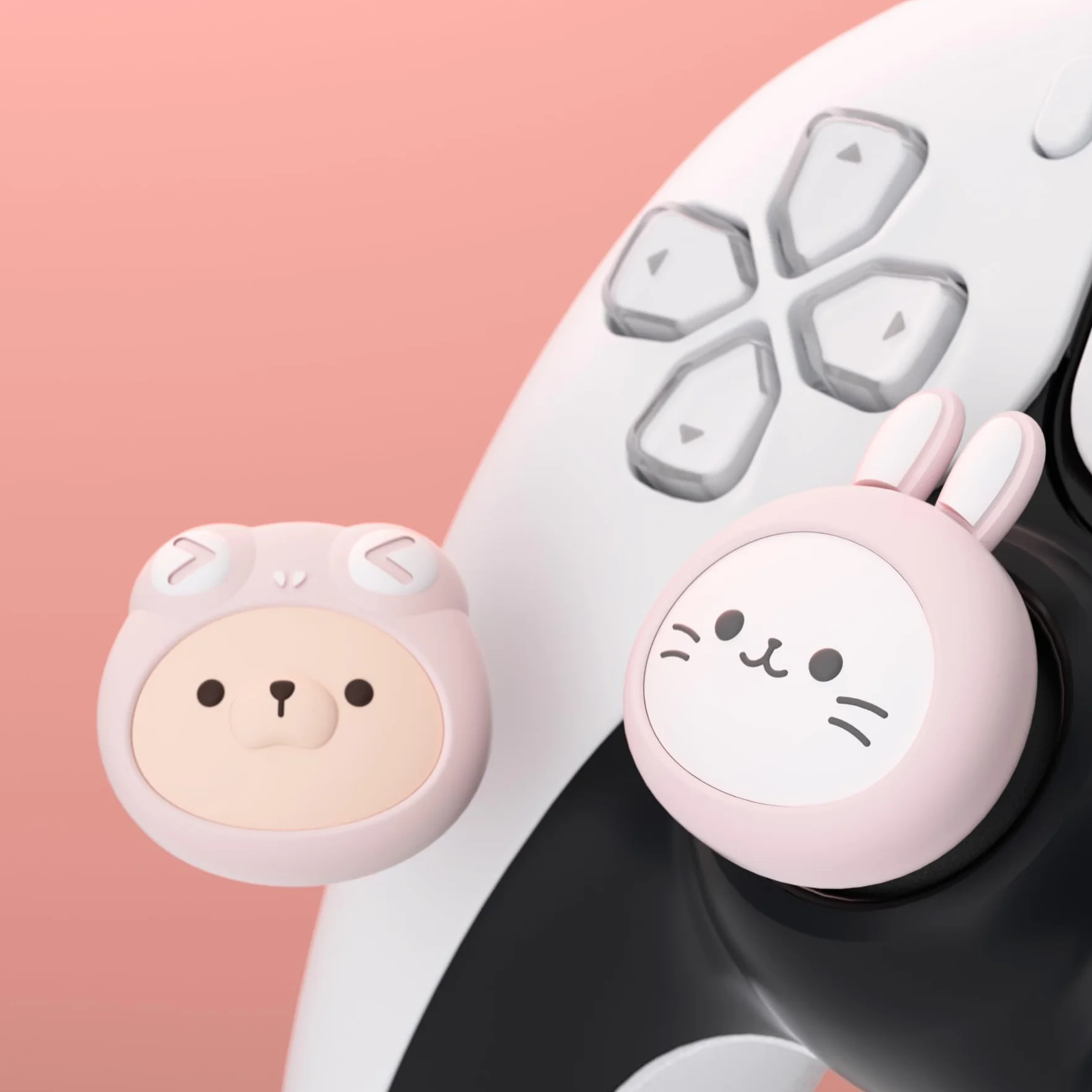 PlayVital 4PCS Thumb Grip Caps do ps5 Controller Nakładki na kciuk do ps4,Analogowa Osłona Sztyftu kompatybilny z Xbox Series X/S,Uchwytami na Kciuki do Switch Pro-Kotek&Szczeniak