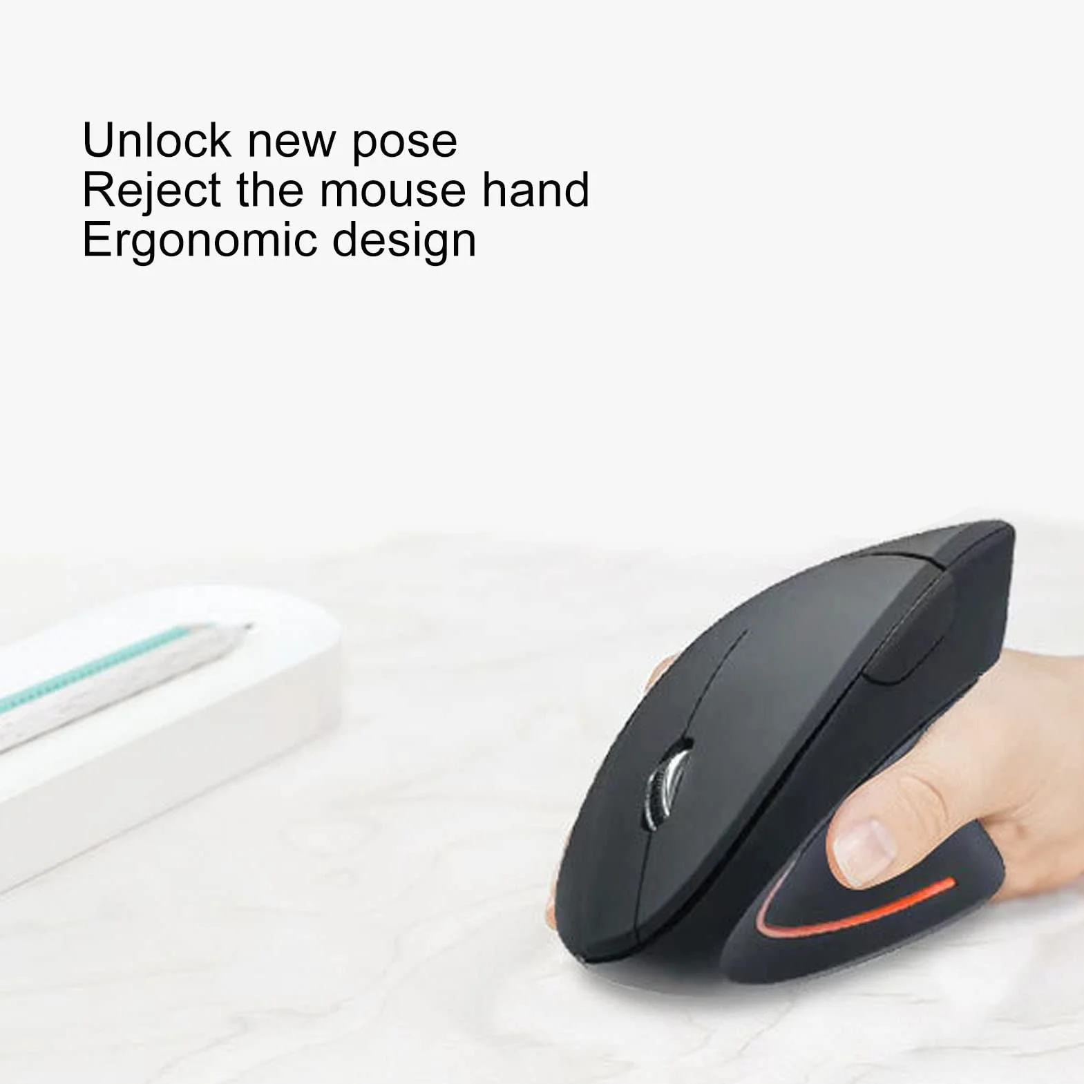 Mysz Ergonomiczna, Bezprzewodowa Pionowa Mysz Ergo 2,4G z regulacją DPI, Cicha Mysz Nadgarstkowa, Zasilana Bateryjnie do Laptopa, Komputera Stacjonarnego, Komputera PC, Gracza