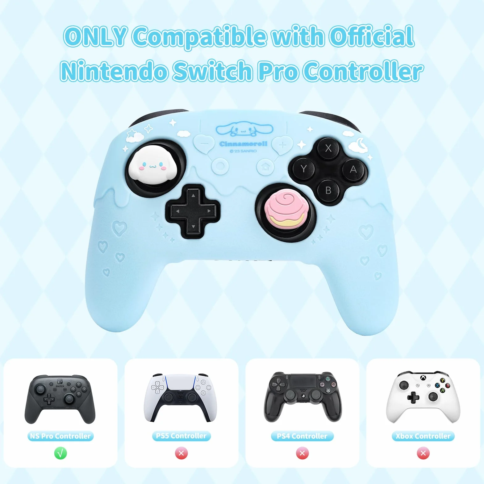 Kuitmor - Etui ochronne do kontrolera Switch Pro, miękkie silikonowe antypoślizgowe ochrona uchwytu z 2 nakładkami na kciuki i 1 naklejką