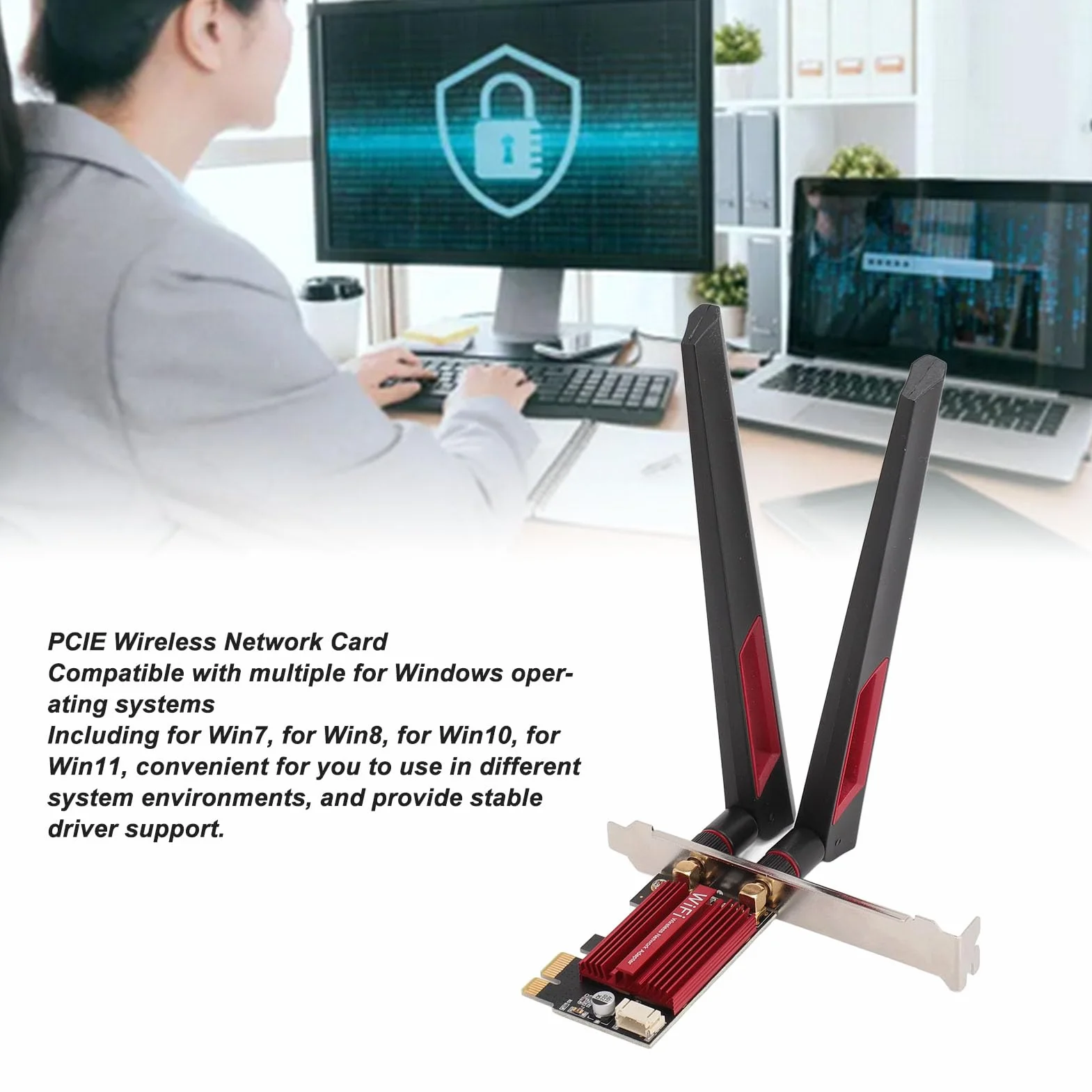 7260AC WiFi 6 PCIE karta WiFi do komputera stacjonarnego, karta Pro PCIE WiFi, 1200 Mb/s 2,4 G 5G dwupasmowa karta sieciowa BT4.0 PCIE z 2 wzmocnieniem 10dBi dla 7 8 10 11
