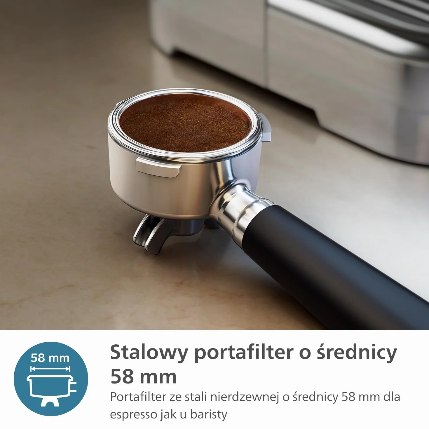 Półautomatyczny ekspres do kawy PHILIPS Barista Brew - pojedyncze i podwójne espresso + przycisk Americano, podwójny pojemnik na kawę ziarnistą, kalibrowane ubijanie, metalowe cappuccino (PSA3228/41)