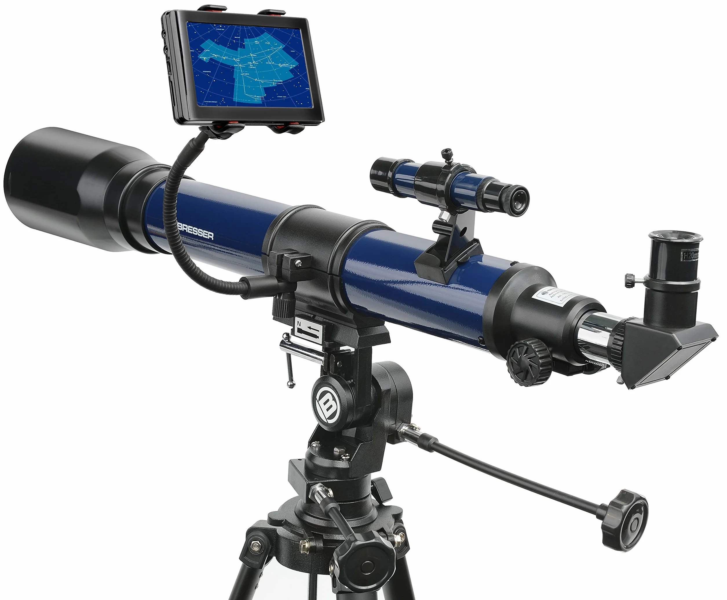 Bresser Teleskop SKYLUX teleskop soczewkowy 70/700 mm z uchwytem do smartfona i filtrem przeciwsłonecznym, ciemnoniebieski, 9618760LC1000