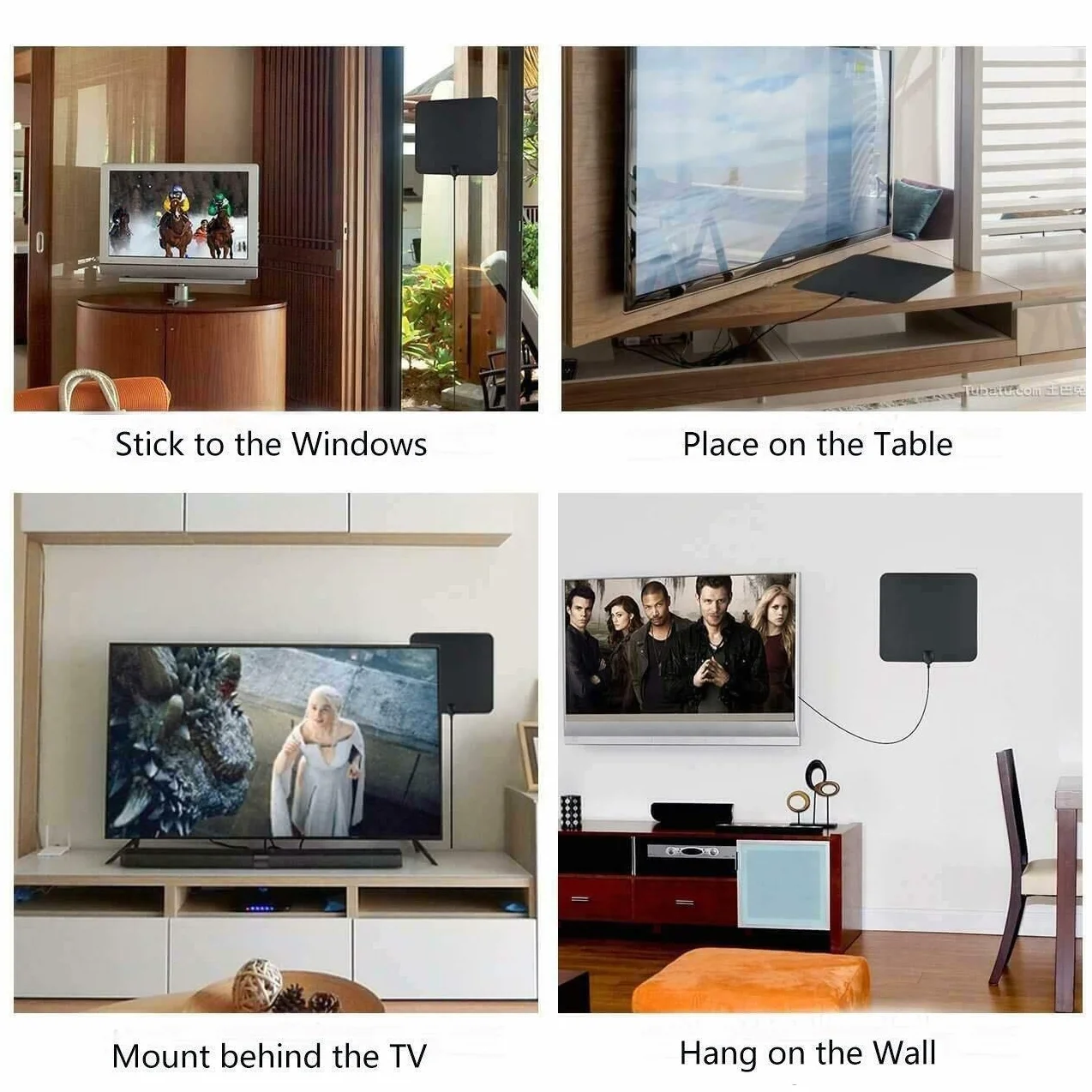Antena Freeview 150 mil, cyfrowa antena telewizyjna z mocniejszym wzmacniaczem, 4K 1080P HD VHF UHF do kanałów lokalnych dla wszystkich telewizorów