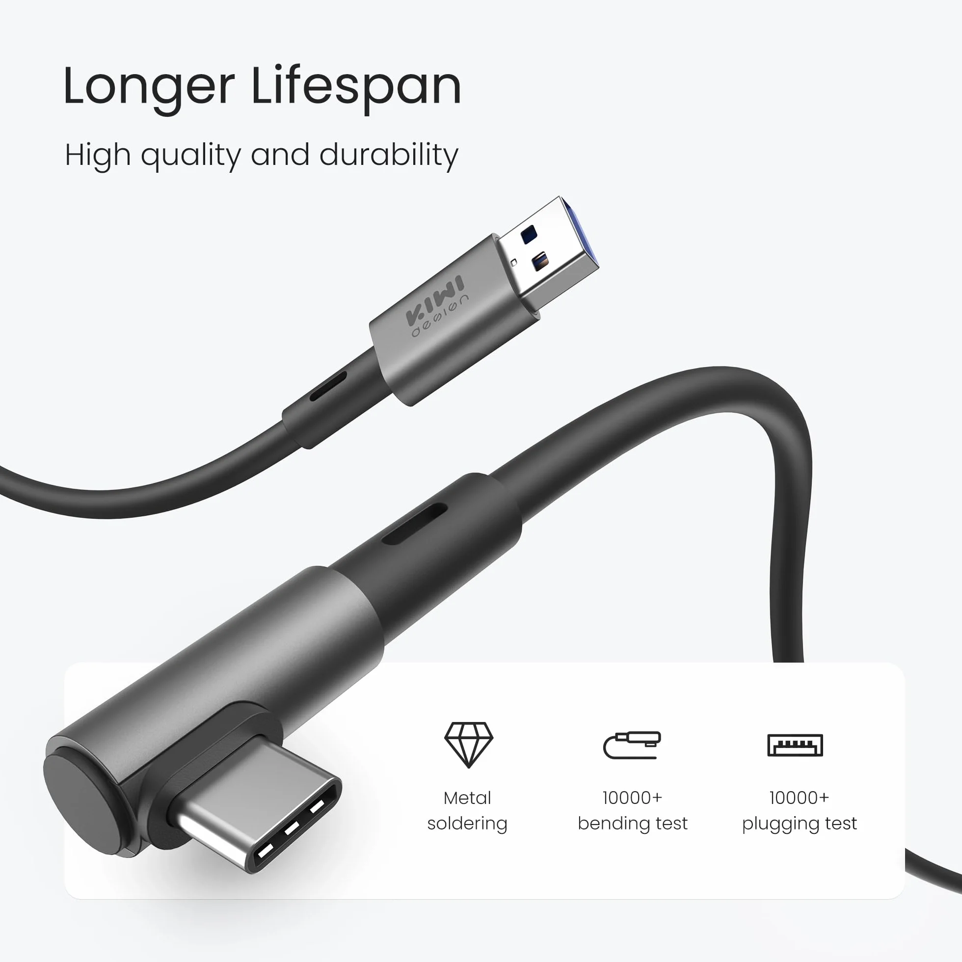 KIWI design Kabel łączący 487 cm, kompatybilny z akcesoriami Oculus/Meta Quest 3S i Quest 3/2/Pro/Pico 4, kabel USB 3.0, z super prędkością 5 Gb/s