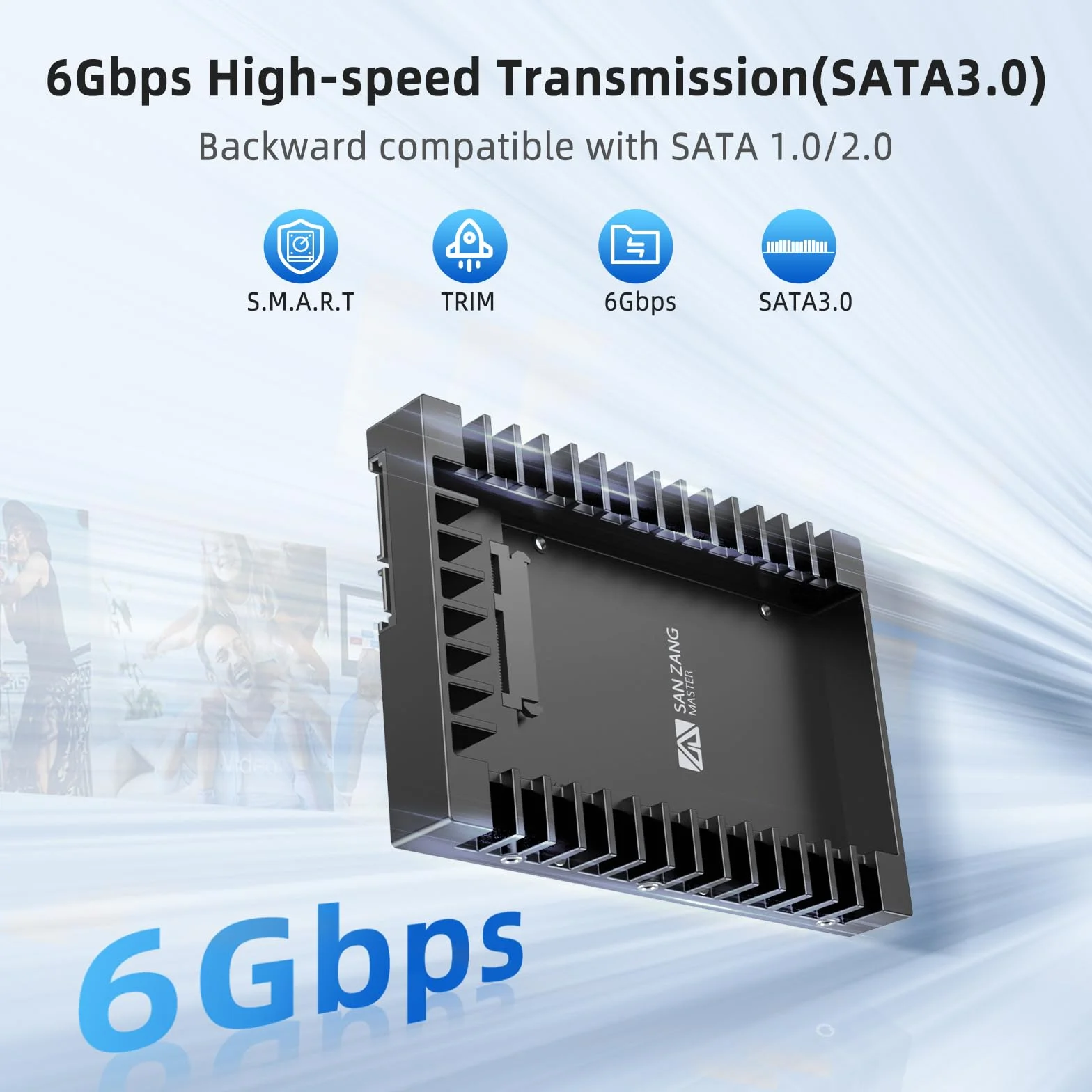 Adapter dysku twardego 2,5" na 3,5", SANZANG 2,5 na 3,5 SATA HDD SSD uchwyt montażowy konwerter z interfejsem SATA III do 7/9,5/12,5 mm 2,5 cala HDD/SSD