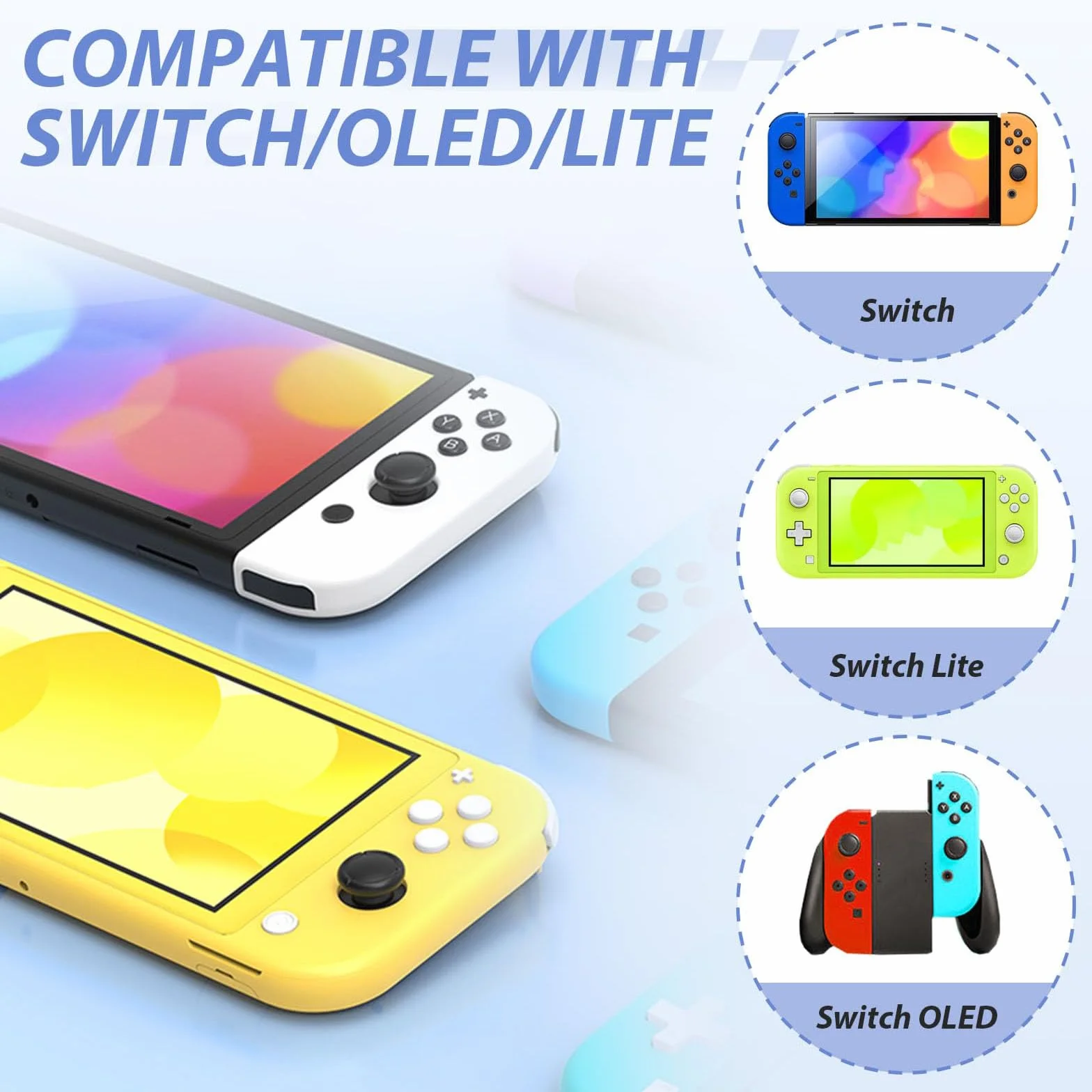 Zamienna nasadka do Switch/OLED/Lite, silikonowe nakładki joysticka, uchwyty na kciuki do przełącznika, protege (5 par, czarna)