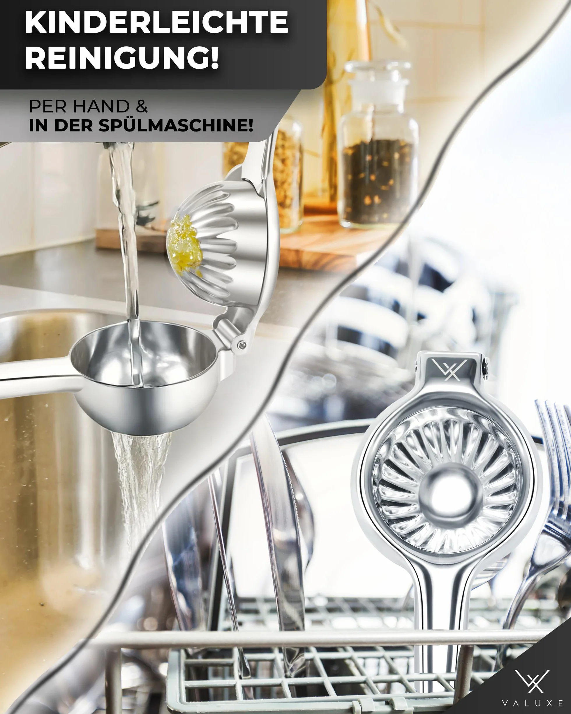 VALUXE® Premium wyciskarka do cytryn ze stali nierdzewnej - ręczna wyciskarka do cytrusów na cytryny, limonki i małe pomarańcze - ręczna wyciskarka do limonek, ręczna wyciskarka do cytrusów