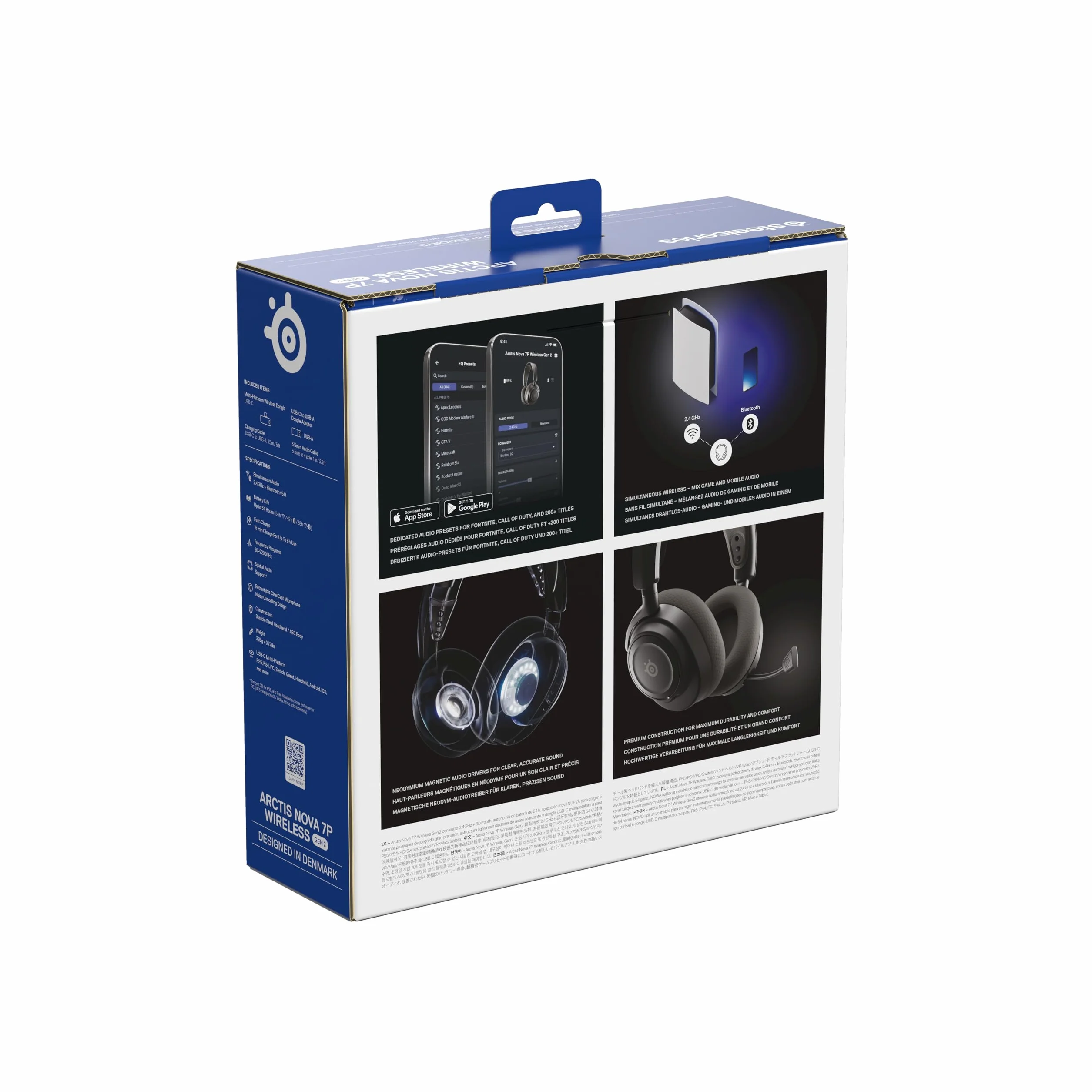 SteelSeries Arctis Nova 7P Wireless Gen 2 Gaming Headset 50H Battery Neodymium Drivers 2.4GHz/Bluetooth PS5 PC Switch Mobile