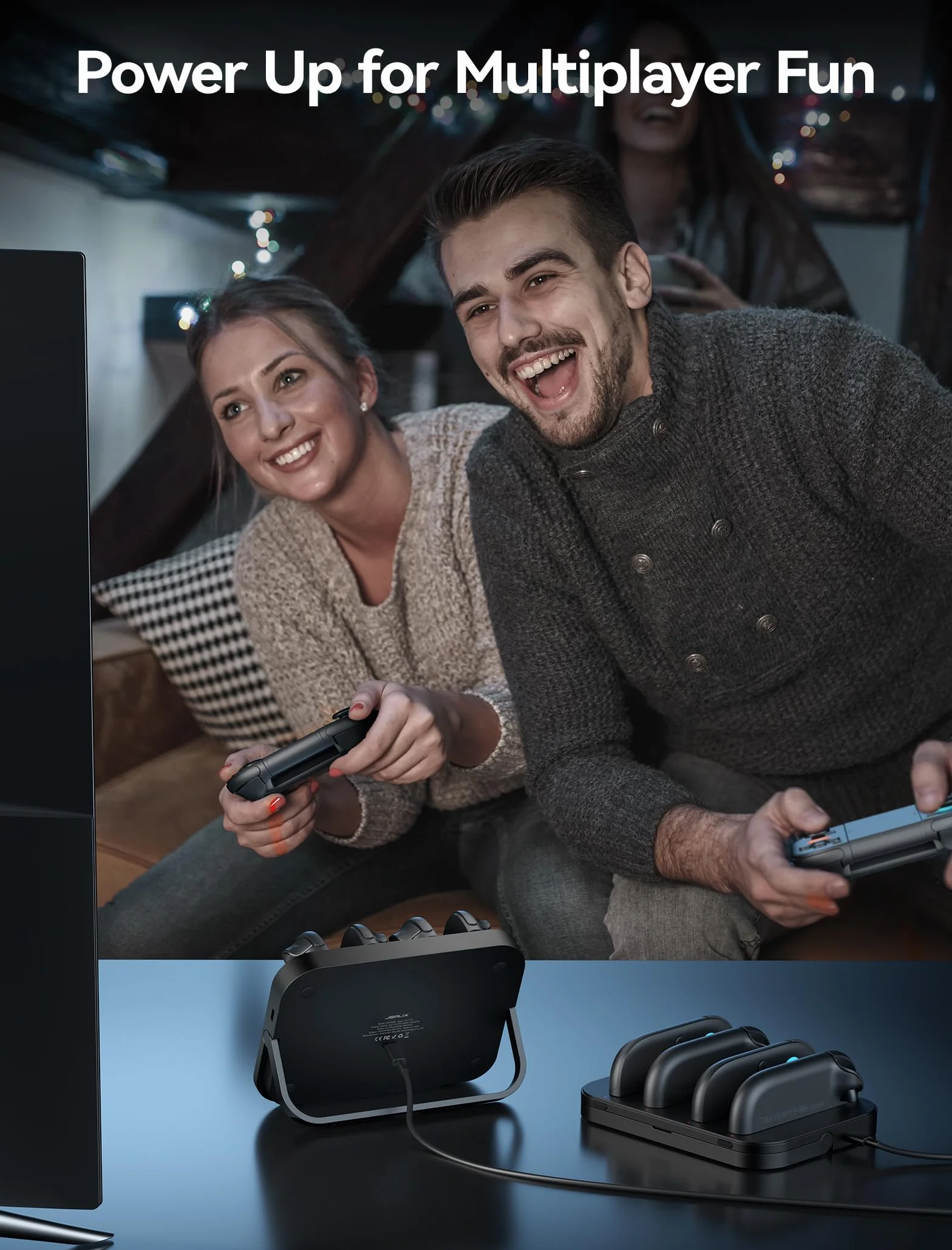 JSAUX Ładowarka kontrolera do Nintendo Switch 2 Joycon, magnetyczna stacja ładująca 4 w 1 z regulowanym stojakiem i wskaźnikiem LED, Switch 2 Joycon z kablem USB C 4,9 FT