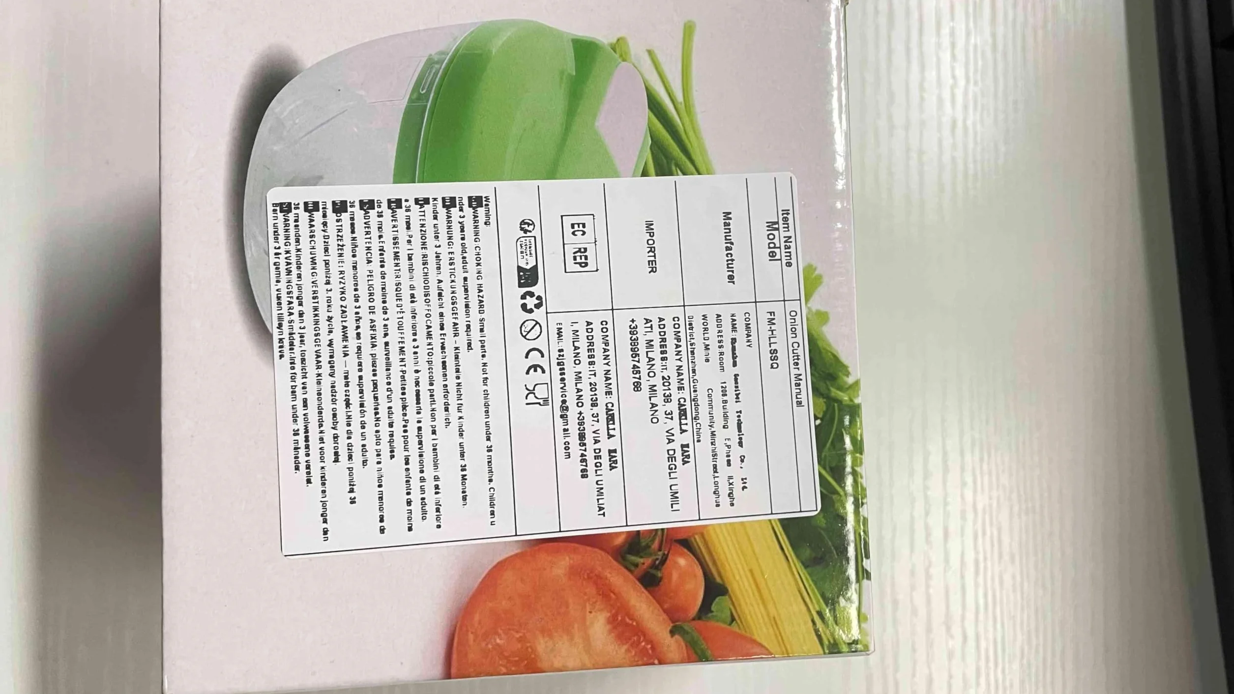 Ręczna szatkownica do cebuli 520 ml, 3 ostrza ze stali nierdzewnej