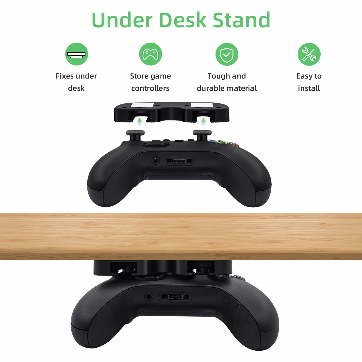Uchwyt kontrolera Xbox pod biurkiem do konsoli Xbox ONE/Series X i Series S, Xbox 360, uchwyt na kontroler do gier i stojak do przechowywania z taśmą samoprzylepną