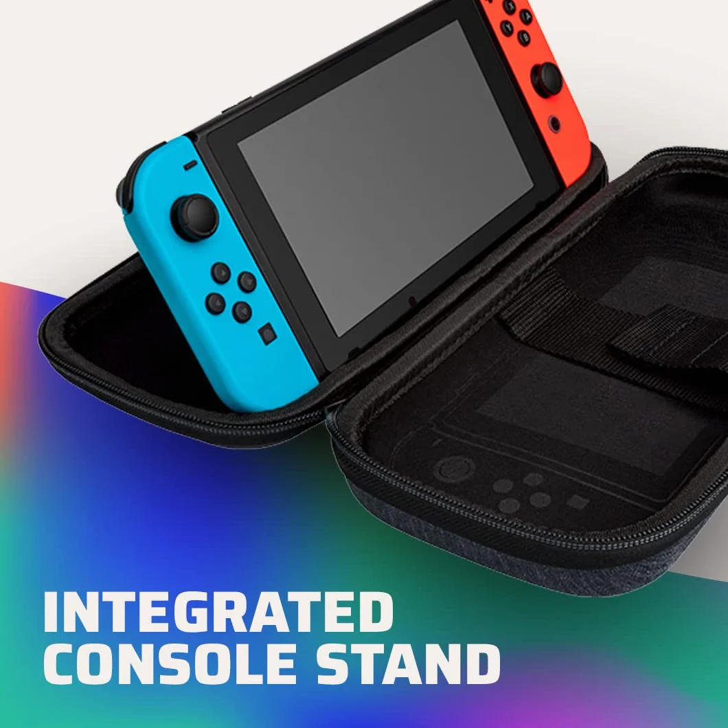 PDP Gaming Oficjalnie Licencjonowany Switch Slim Deluxe Travel Case - Zelda Breath of the WIld - Semi-Hardshell - Console Stand - Protective PU Leather - Holds 14 Games - Works z Switch OLED and Lite