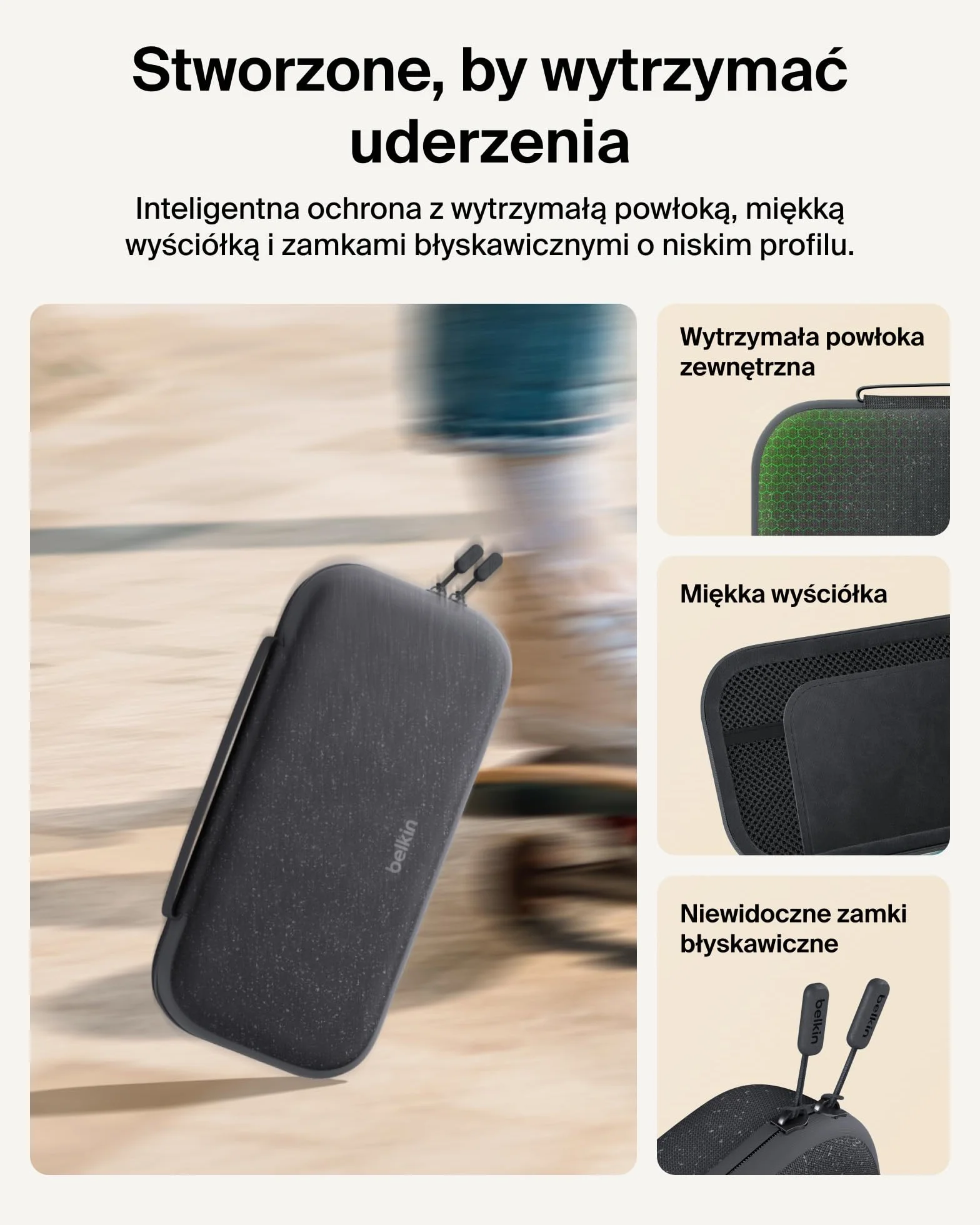 Belkin etui ładujące do Nintendo Switch 2 z powerbankiem 10 000 mAh, wyświetlaczem LCD, ładowarką 20 W, uchwytem na AirTag – Antracyt