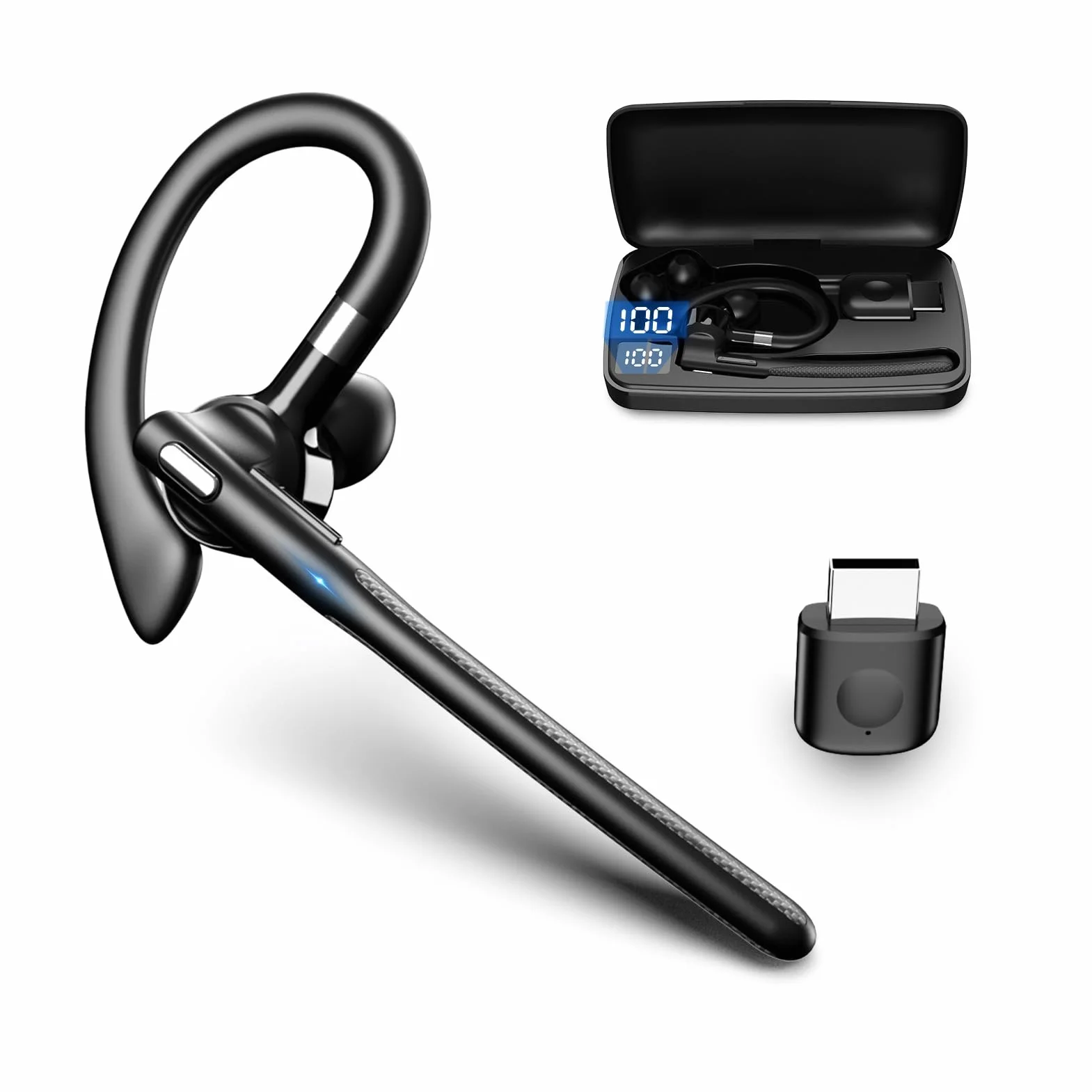 LICAEVEY Zestaw Słuchawkowy Bluetooth V5.4, Bezprzewodowa Słuchawka Bluetooth z 500 MAh Obudowa ładowania 6 Godzin Rozmowy Wbudowany w Hałas Anulując Słuchawki Podwójne Mikrofon dla