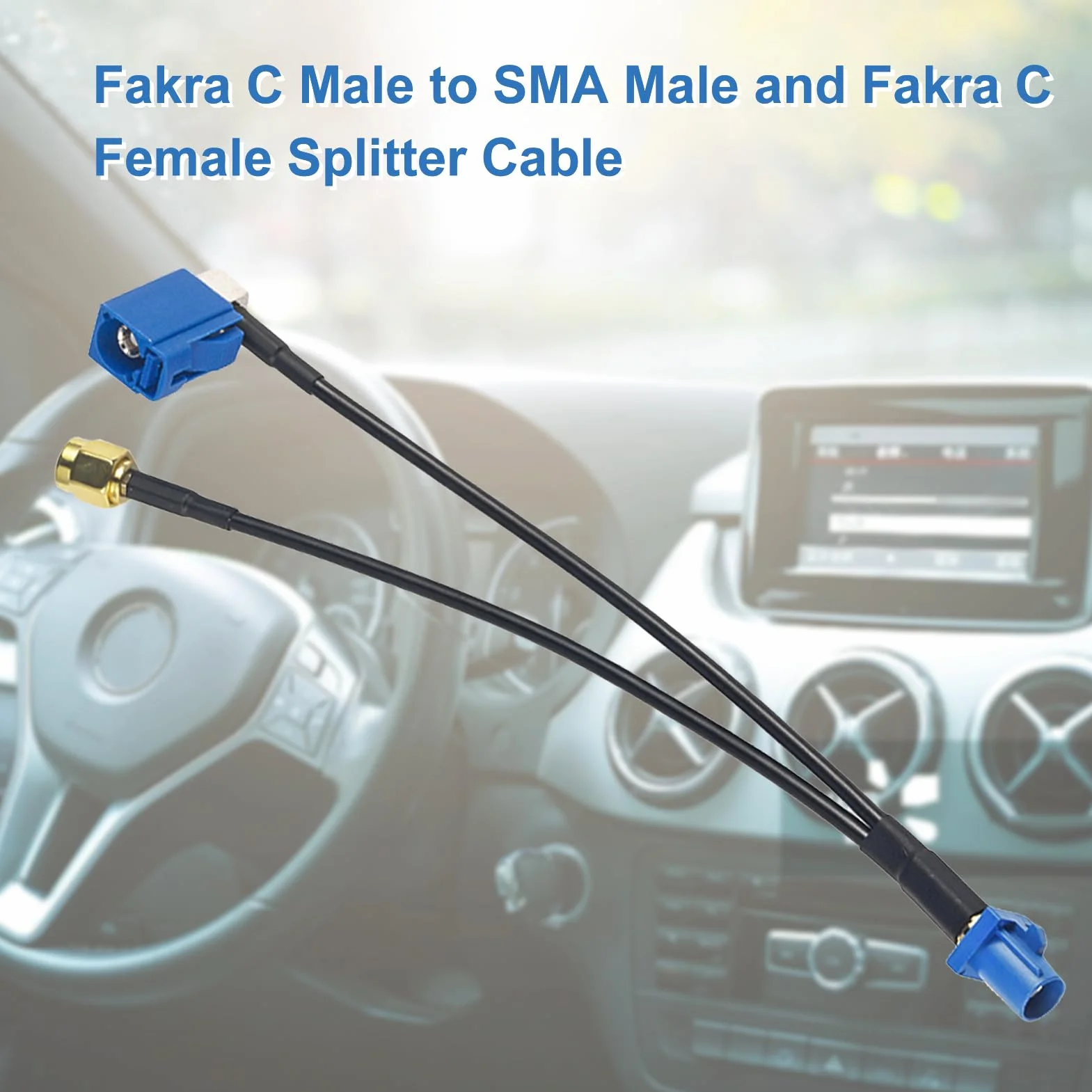 TUOLNK 6-calowy Fakra C męski na SMA męski i Fakra C żeński przedłużacz koncentryczny Kabel koncentryczny RF Splitter Kabel RG174 Pigtail w kształcie litery V Opakowanie 2 szt.