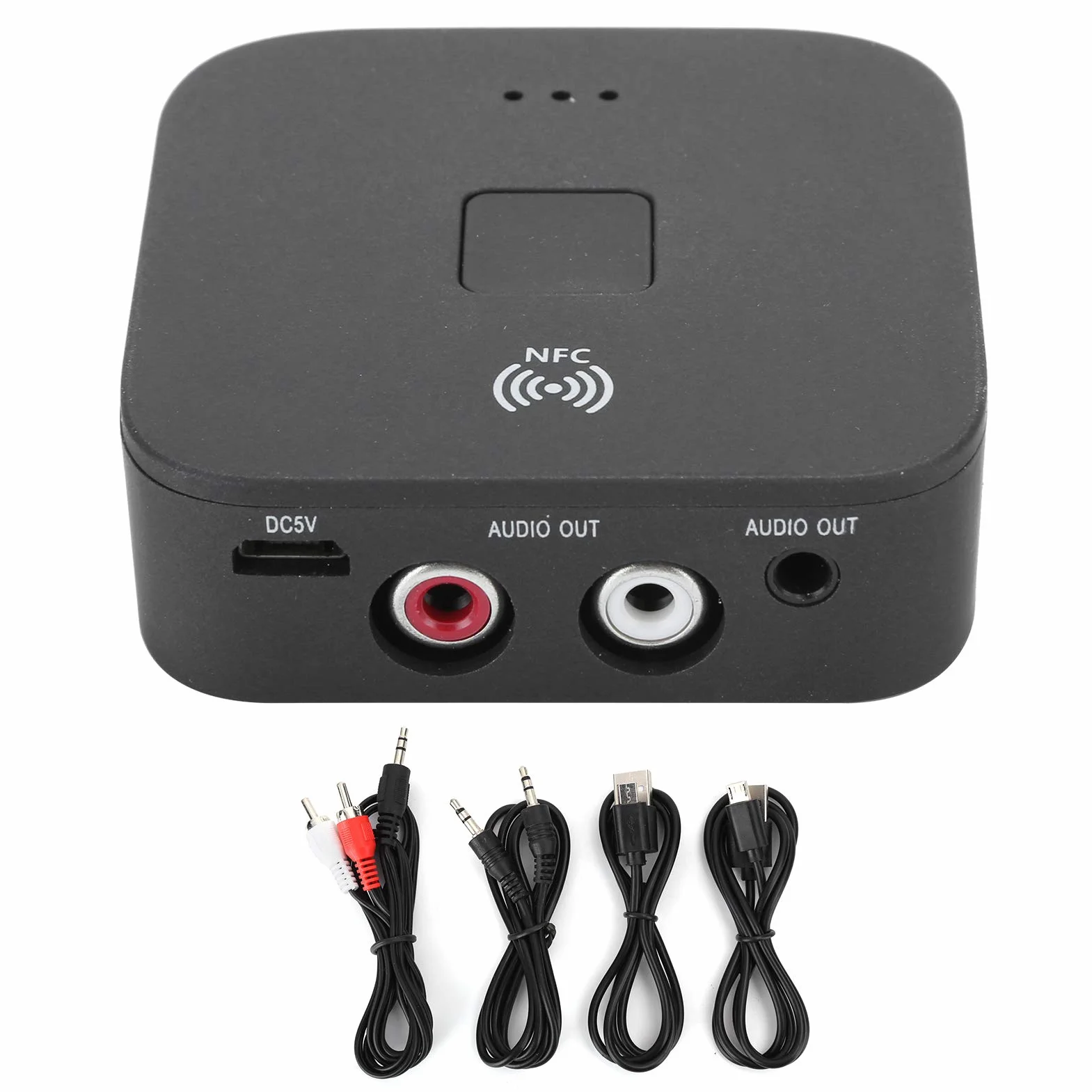 Annadue Bezprzewodowy adapter Bluetooth, odbiornik audio do telewizora, 3,5 mm, AUX, bezprzewodowy odbiornik do telewizora, samochodu, telefonów komórkowych, tabletów, laptopów, czarny