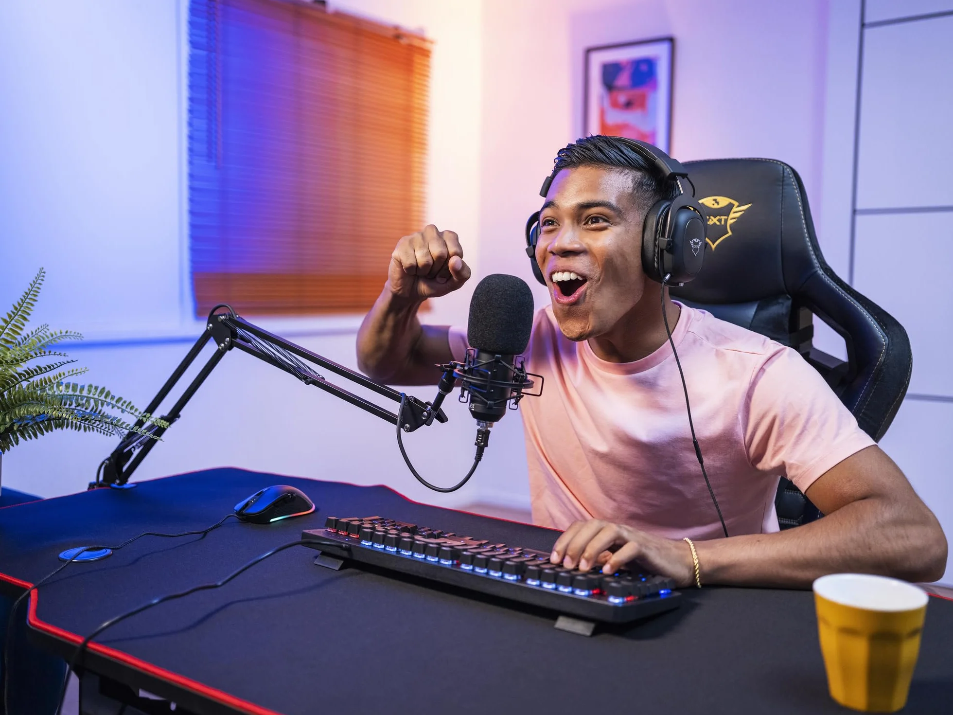 Trust Gaming GXT 252+ Emita Profesjonalny Mikrofon Studyjny USB z Ramieniem, Pop Filter, Kosz Antywibracyjny