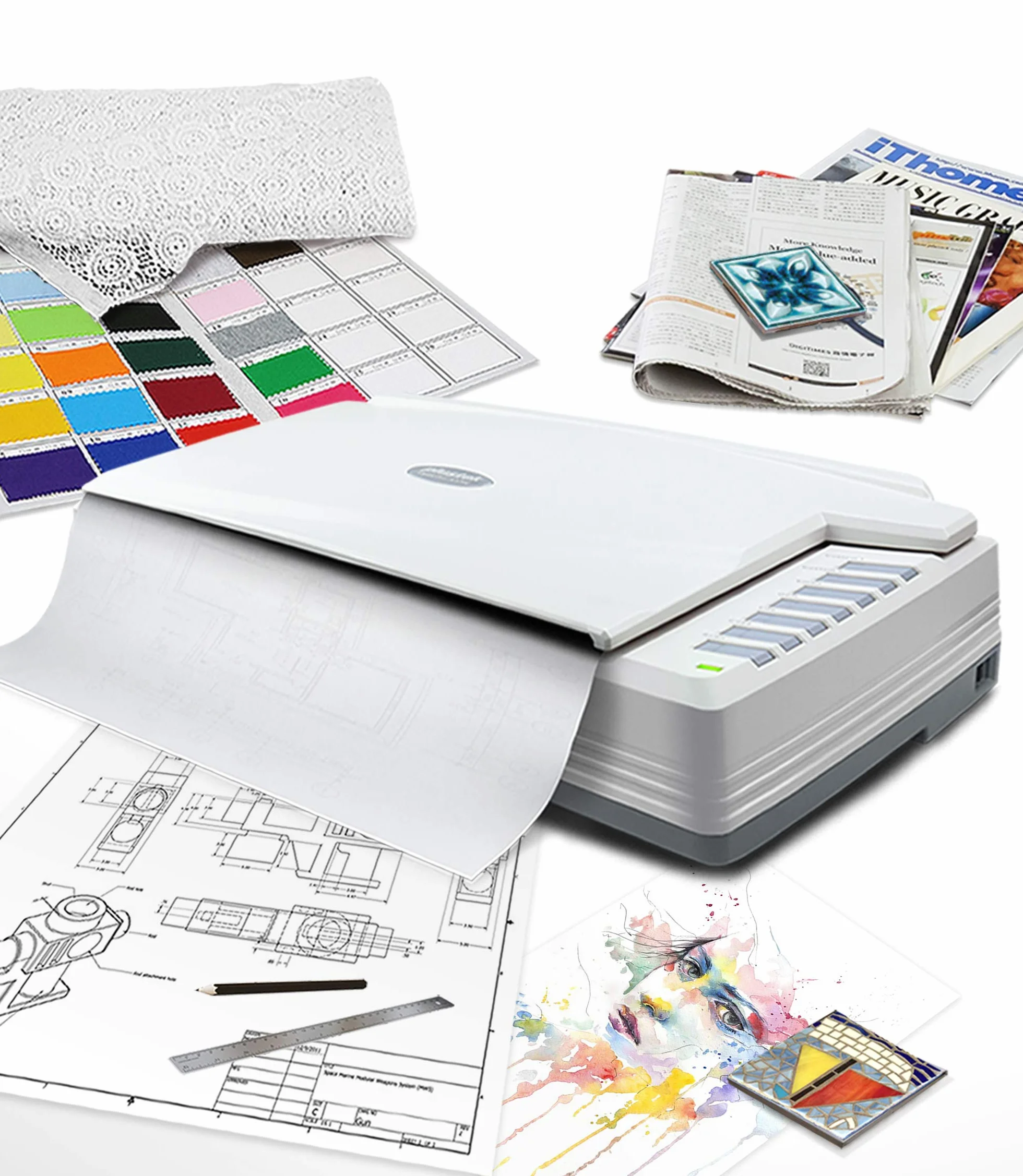 Plustek OpticPro A320E - skaner płaski CCD A3, strefa skanowania 30,5 x 43,2 cm o rozdzielczości skanowania 800 dpi. Zgodność z normami ICA i Twain. Win/Mac
