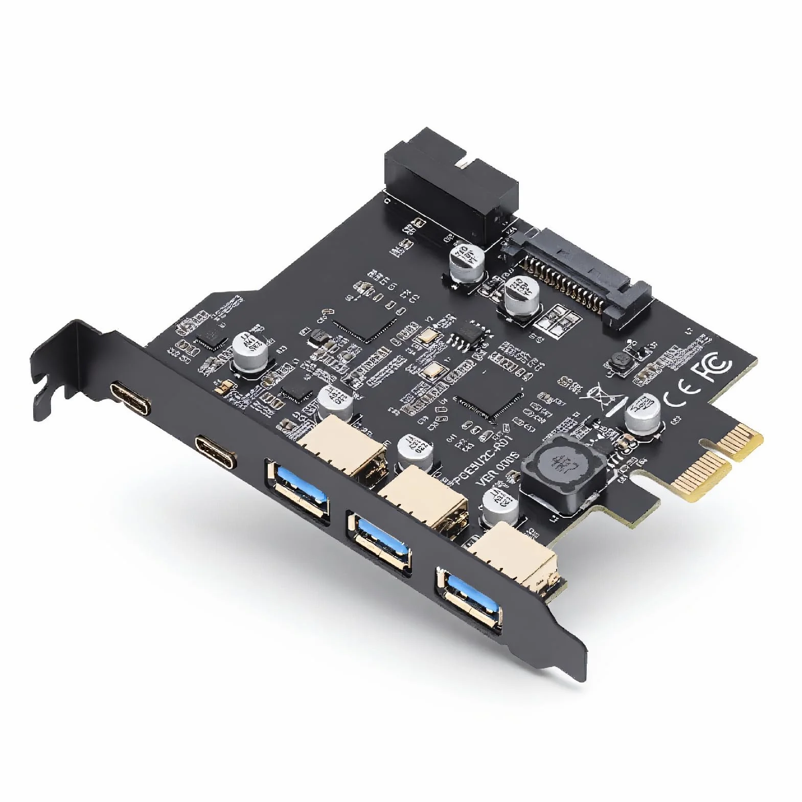 Karta PCIe na USB 3.2 Gen 2 z szybkością 20 Gb/s, 5 Portów USB (3 USB Typu A 2 USB Typu C), Karta rozszerzeń PCI Express dla Systemu dla Systemu Linux dla Systemu OS X PC