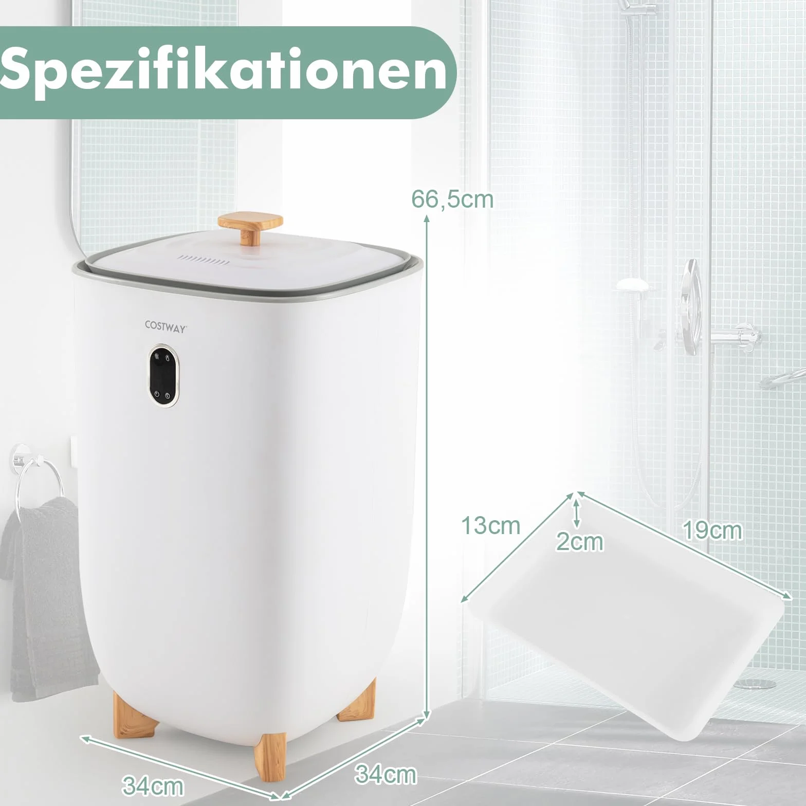 COSTWAY Suszarka do ręczników 35L, elektryczna z timerem 20-90 min, tryb 2-5H, automatyczne wyłączanie