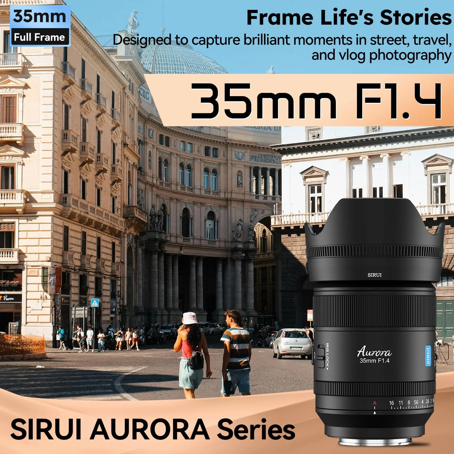 SIRUI Aurora 35mm F1.4 Obiektyw Full Frame z Autofokusem, Stałokątny Obiektyw Prime do Aparatów L Mount S1, S5, S1R, S1H, FP, FP-L, Czarny